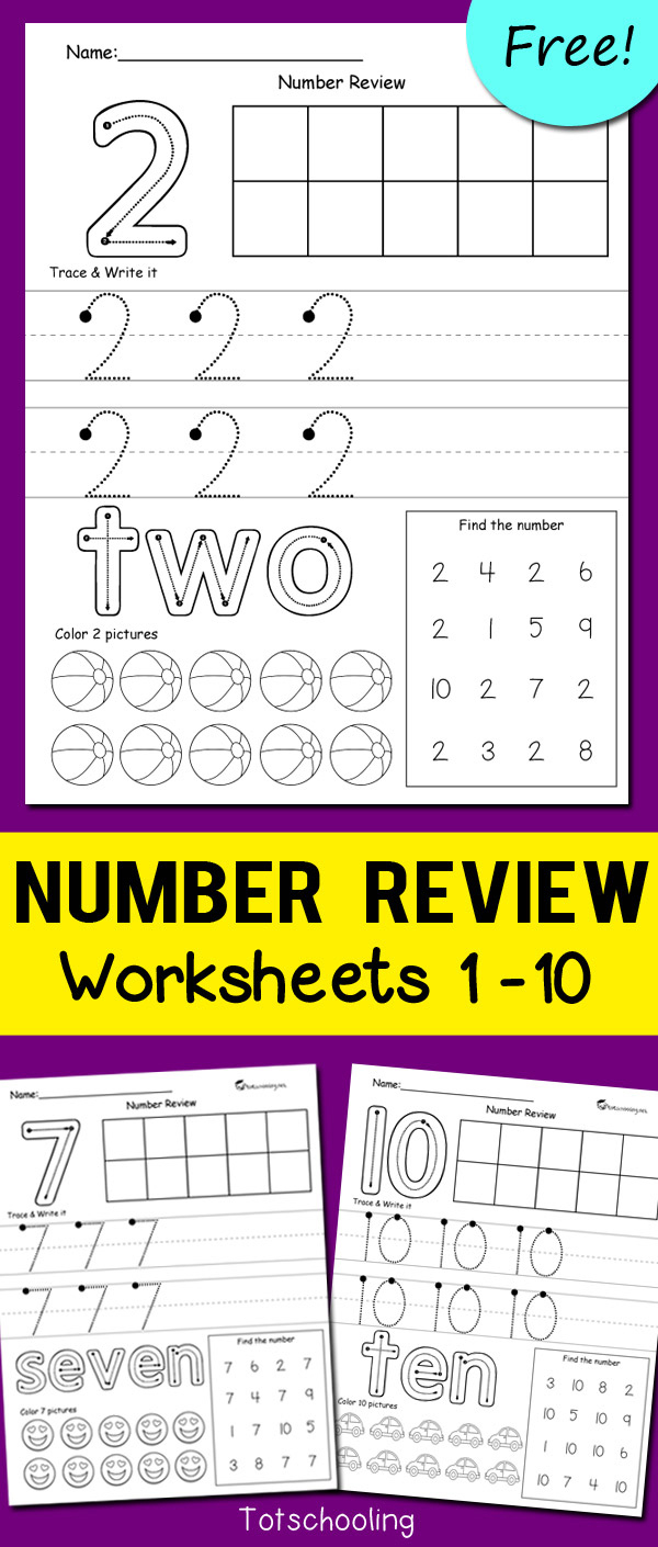 Number Review Worksheets | Totschooling - Toddler, Preschool for Totschooling Net Free Printables