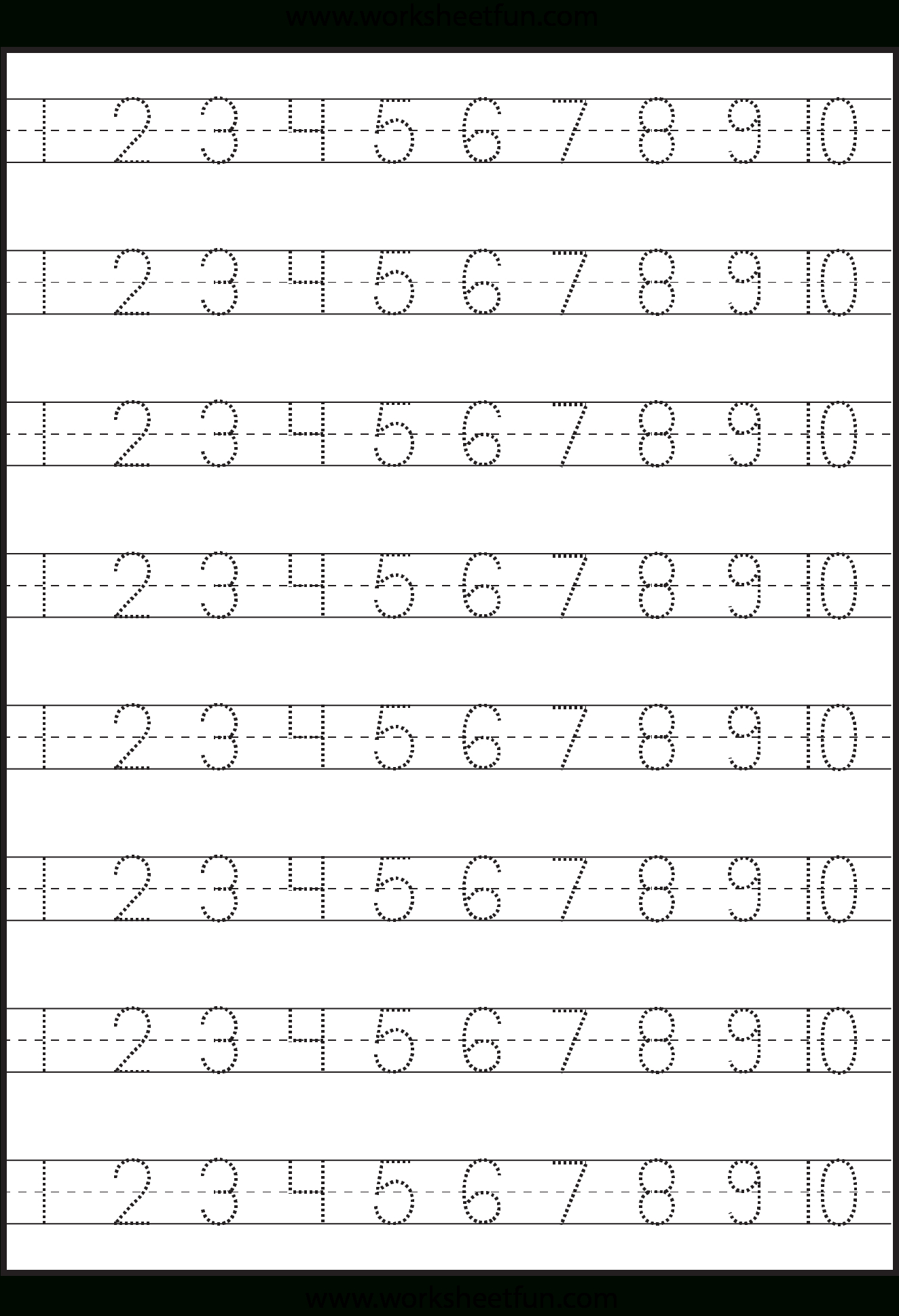 Number Tracing – 1-10 – Worksheet / Free Printable Worksheets in Practice Writing Numbers Worksheet Printable