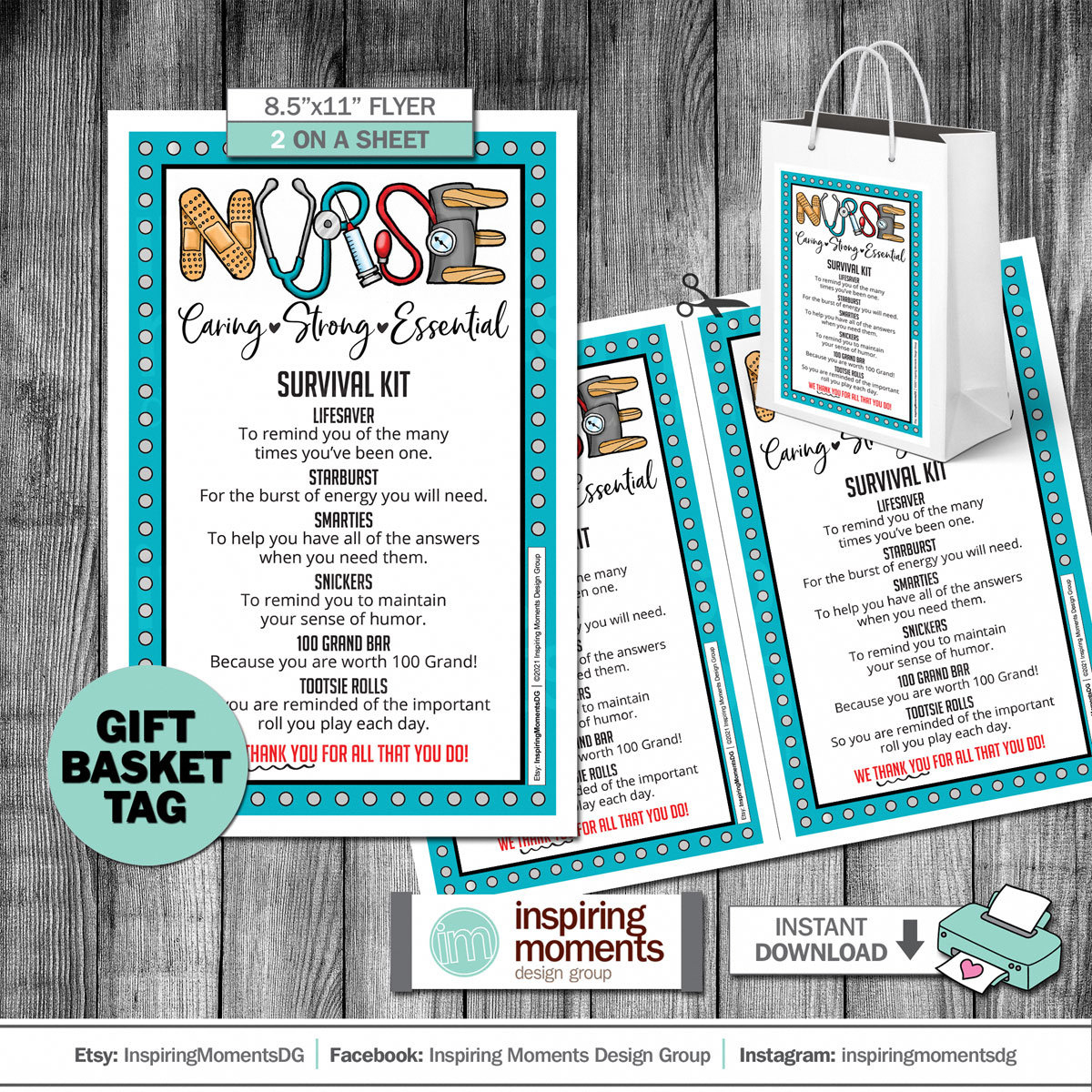 Nurse Survival Kit Flyer Printable, Nurses, Healthcare Hero pertaining to Free Printable Nursing Survival Kit Template