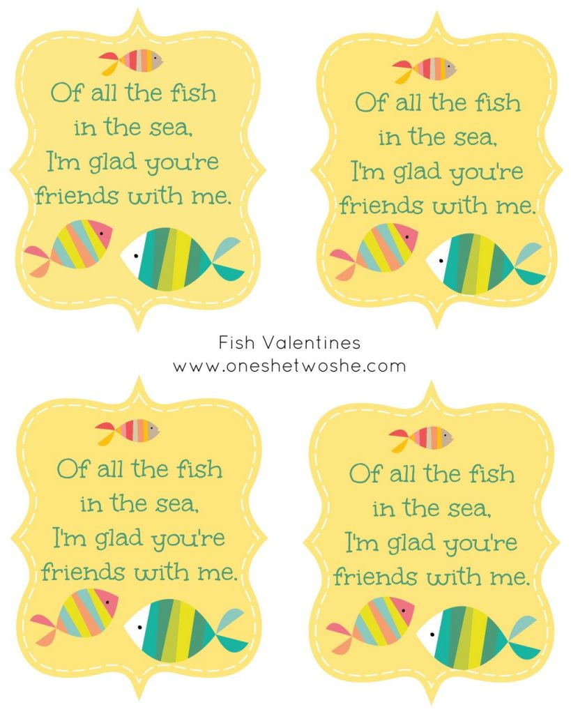Of All The Fish In The Sea&amp;#039; - Fish Valentine Printable throughout Free Printable Fish Valentines