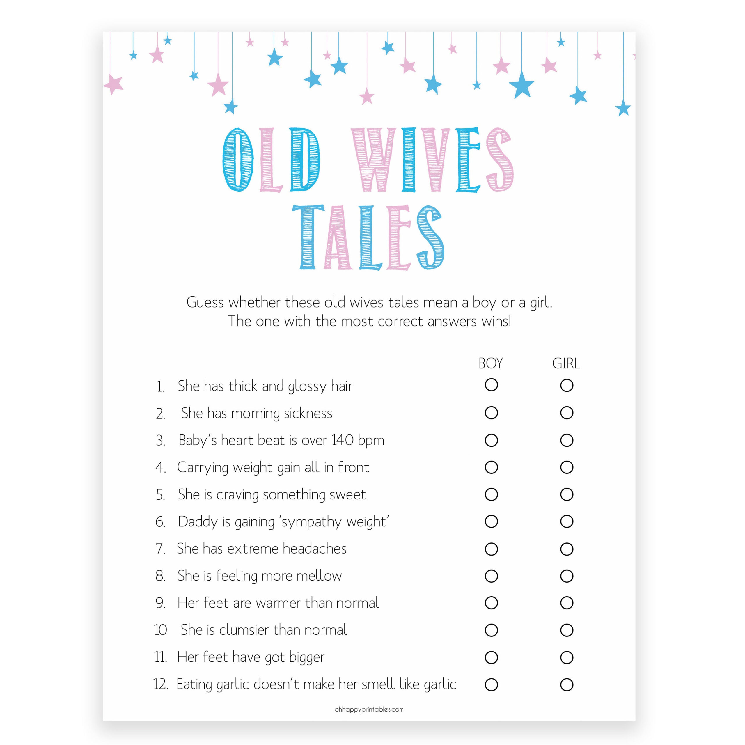 Old Wives Tales Gender Store inside Old Wives Tales Printable