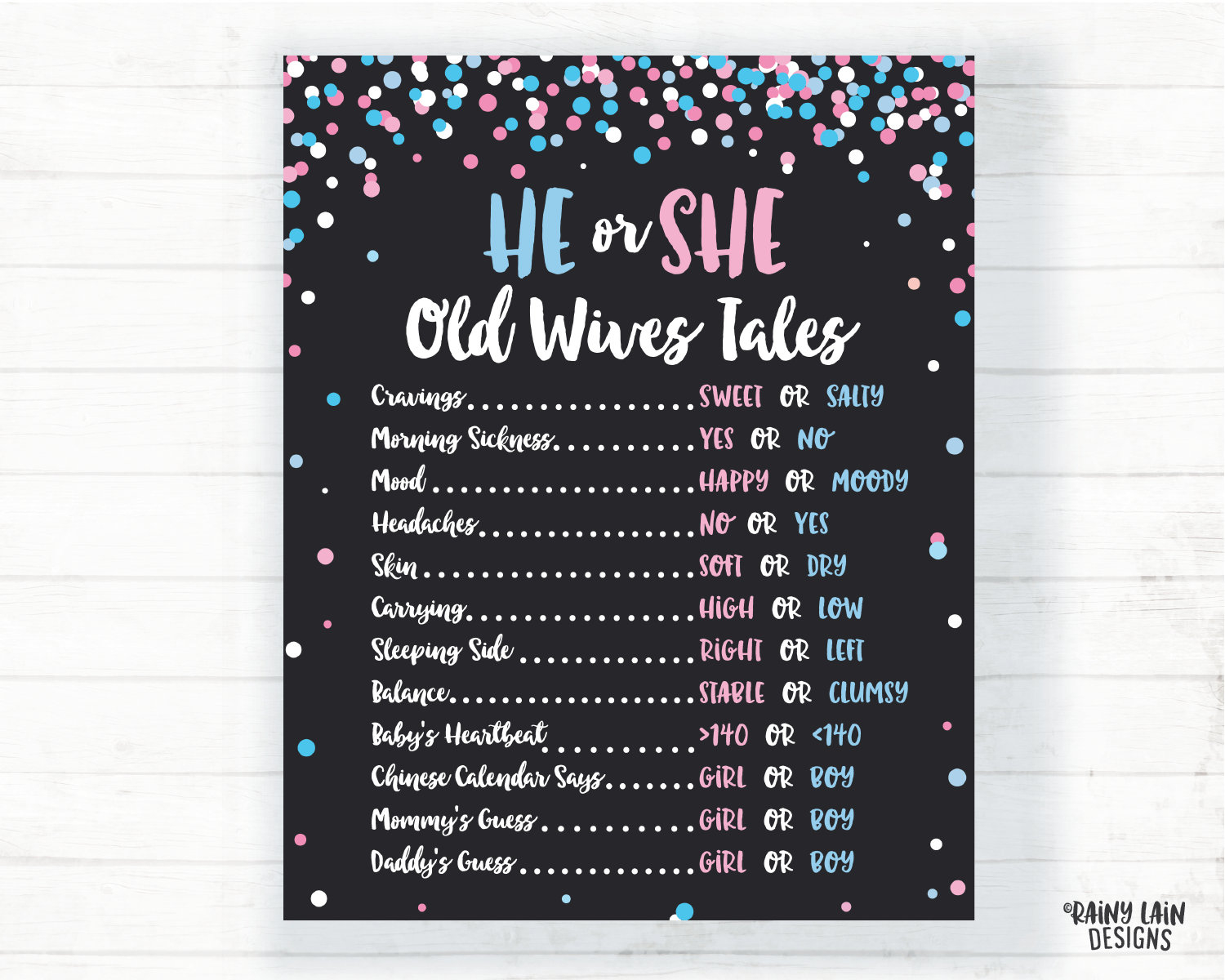 Old Wives Tales Sign, Gender Reveal Poster, Gender Reveal Old within Old Wives Tales Printable