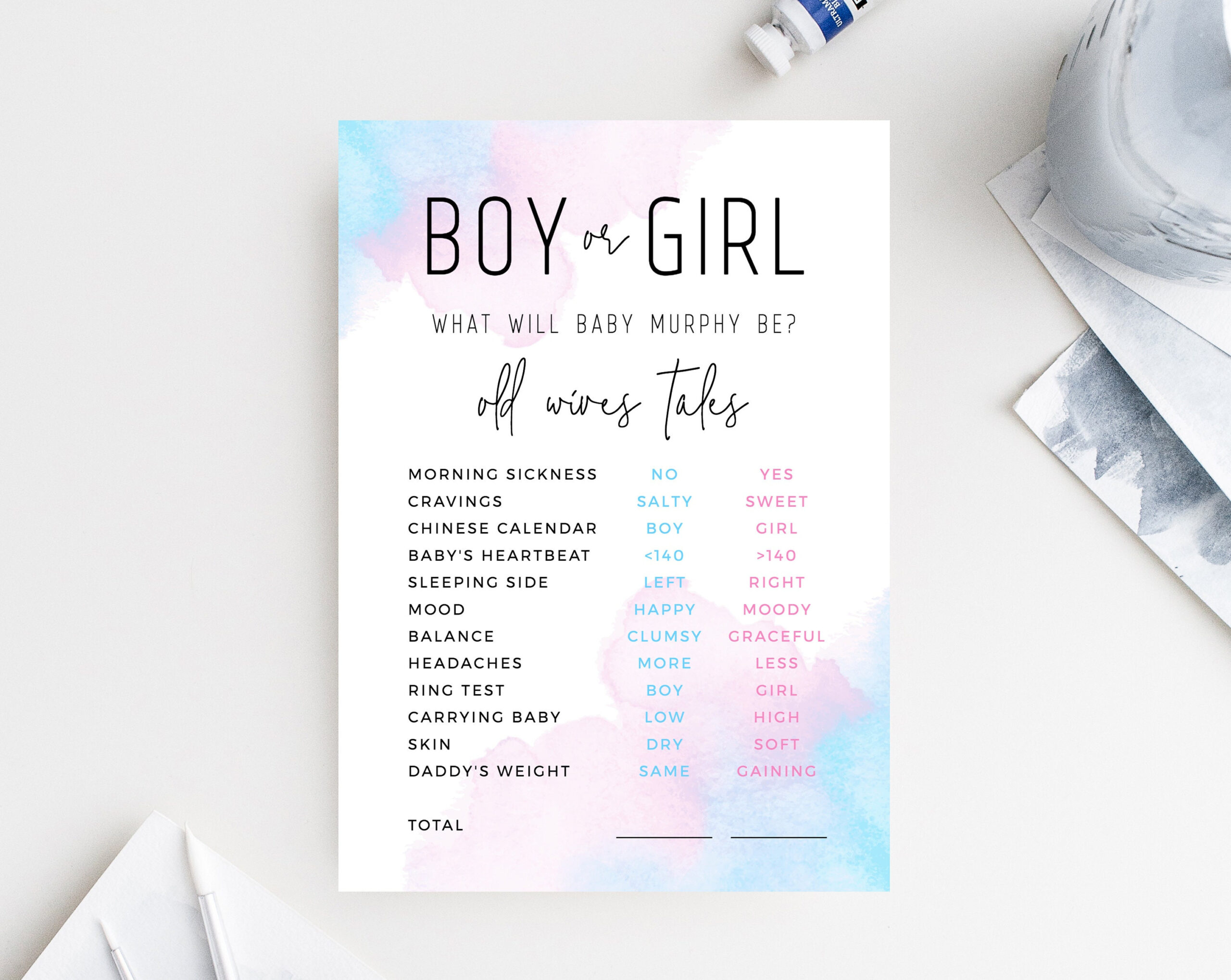 Old Wives Tales Template, Printable Gender Reveal Old Wives Tales throughout Old Wives Tales Printable