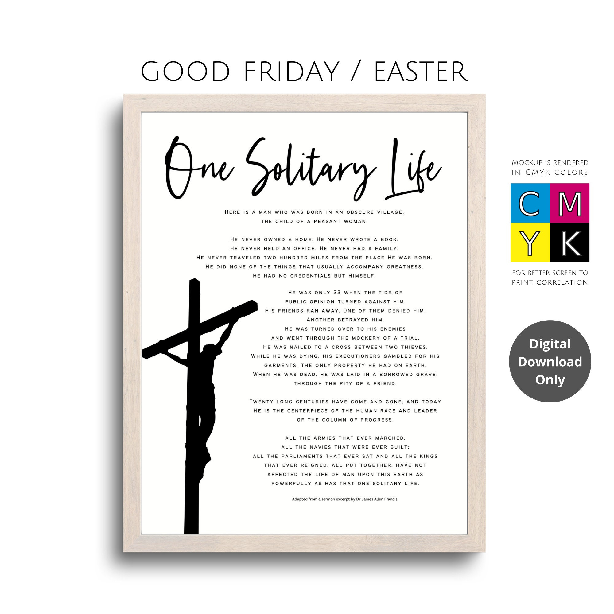 One Solitary Life Inspirational Wall Art Printable | Christian regarding One Solitary Life Poem Printable