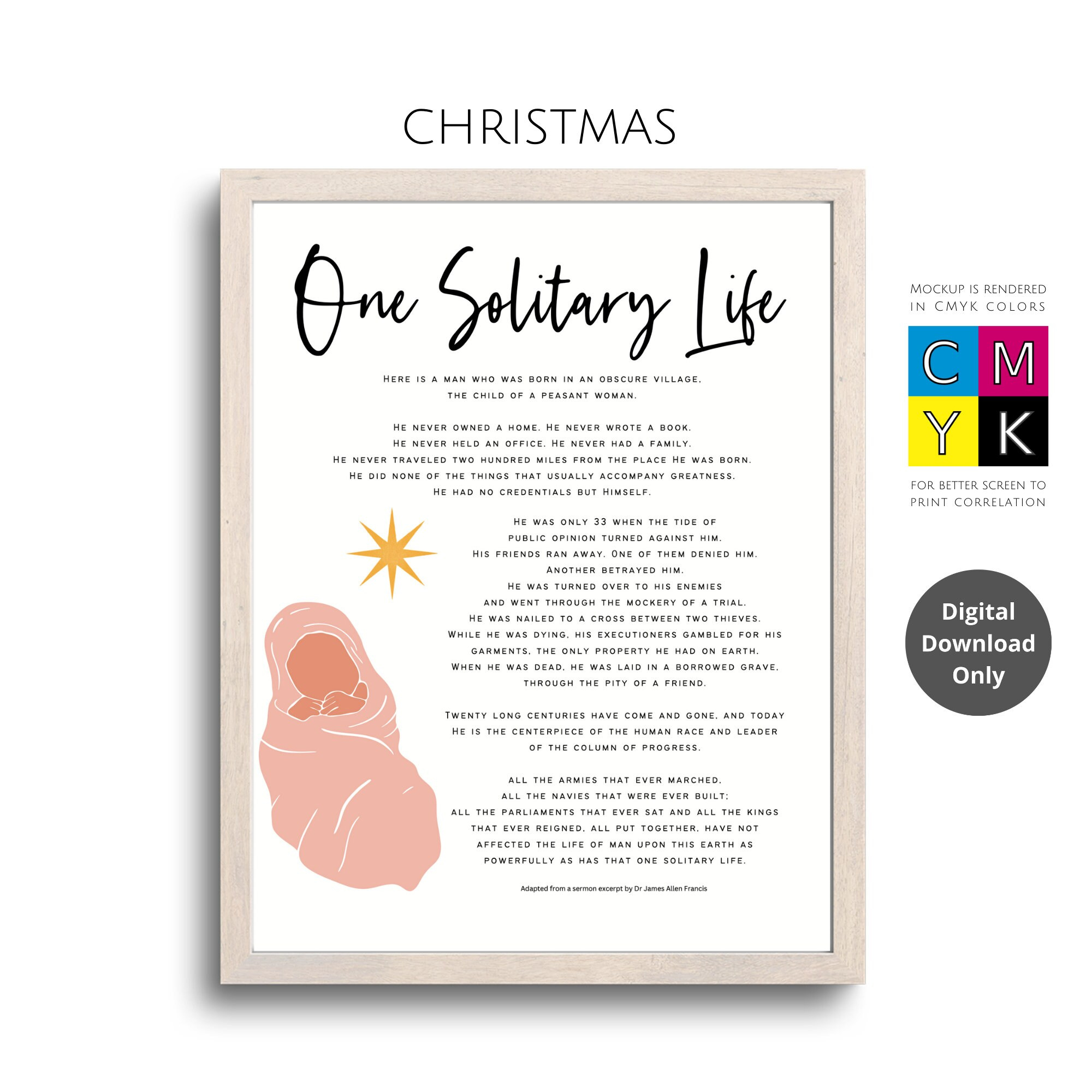 One Solitary Life Inspirational Wall Art Printable | Christian with regard to One Solitary Life Poem Printable