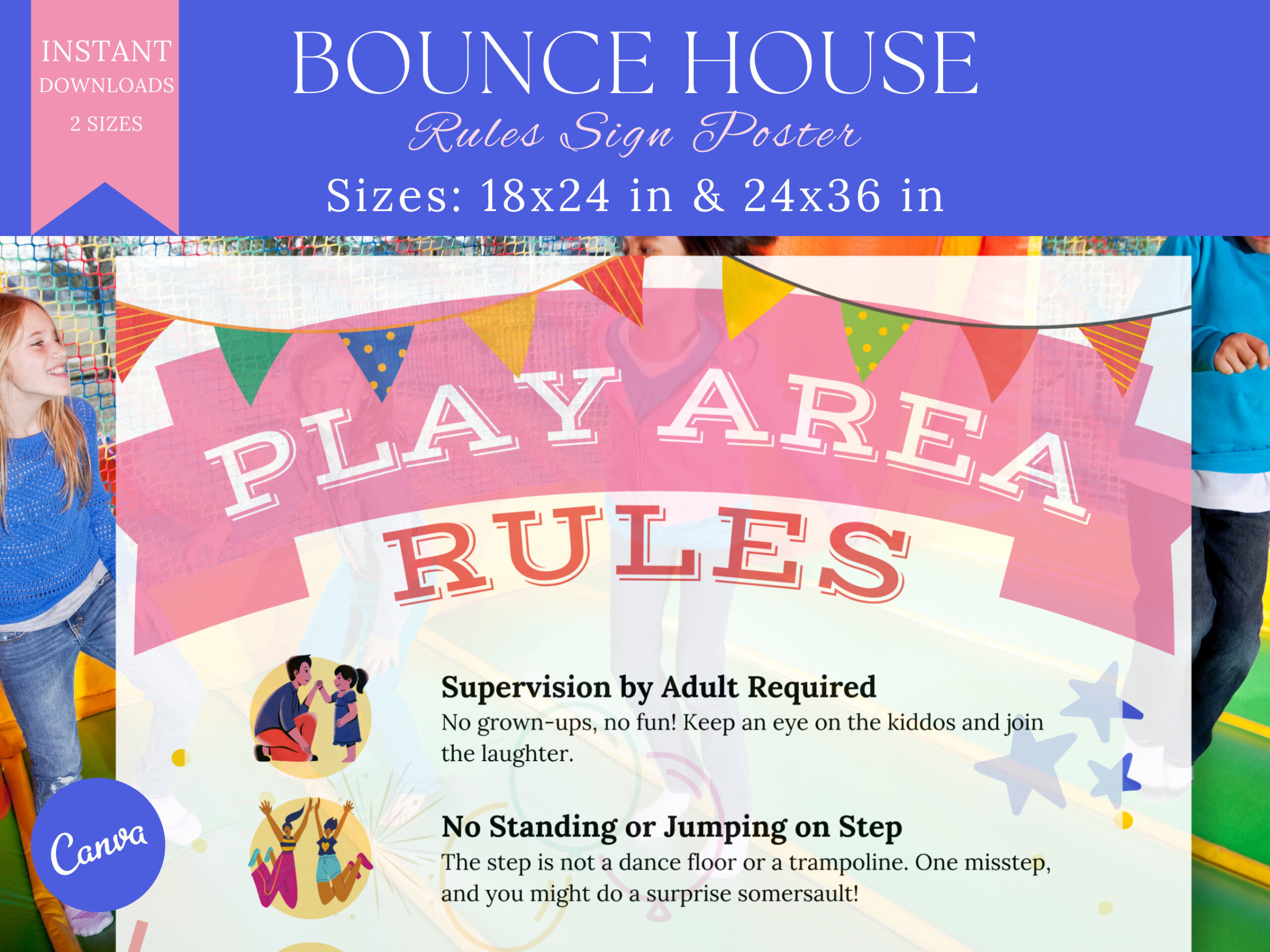 Outdoor Bounce House Rules Sign | Printable Kids Play Rules | Soft with regard to Bounce House Rules Printable