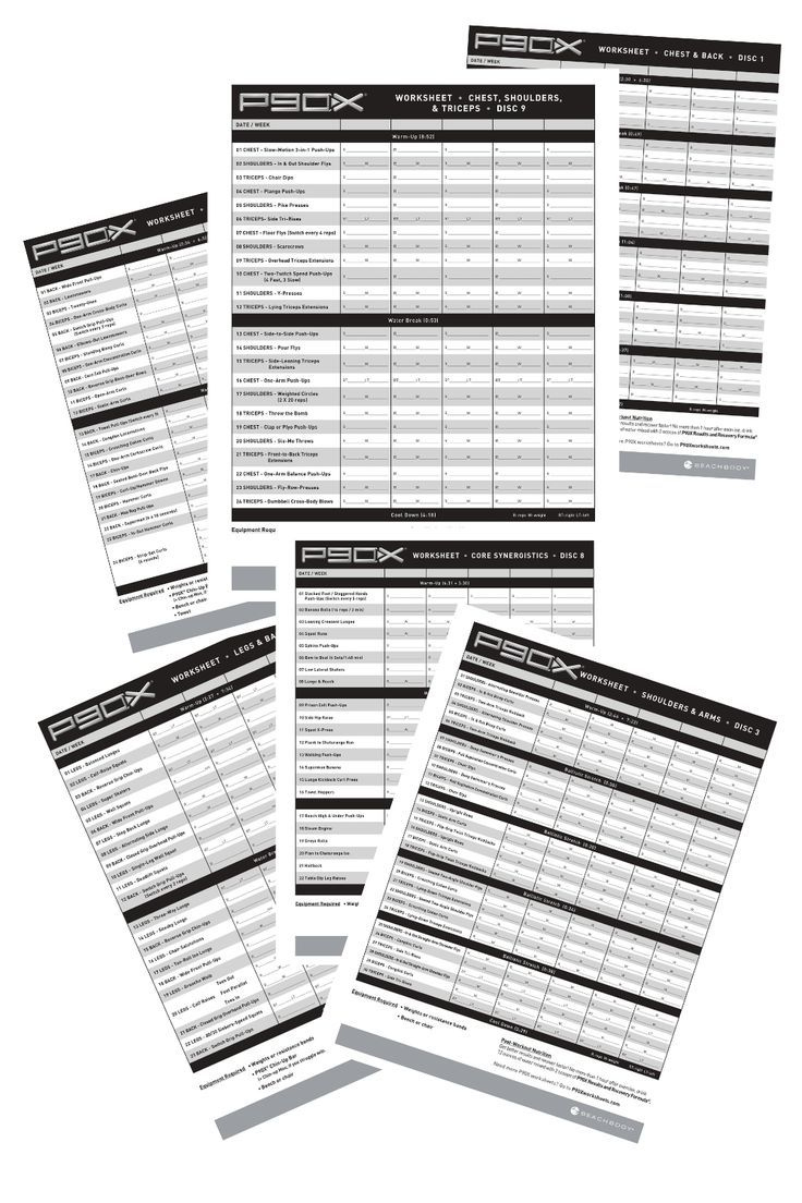 P90X Worksheets within Free Printable P90X Workout Schedule