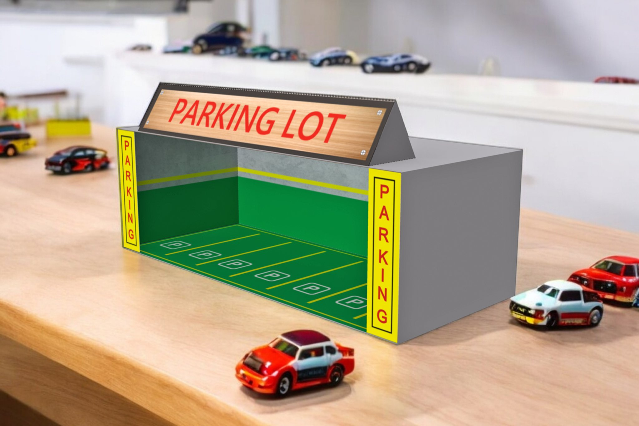 Parking Garage Diorama - 3D Papercraft in Free Printable Printable Parking Lot Diorama