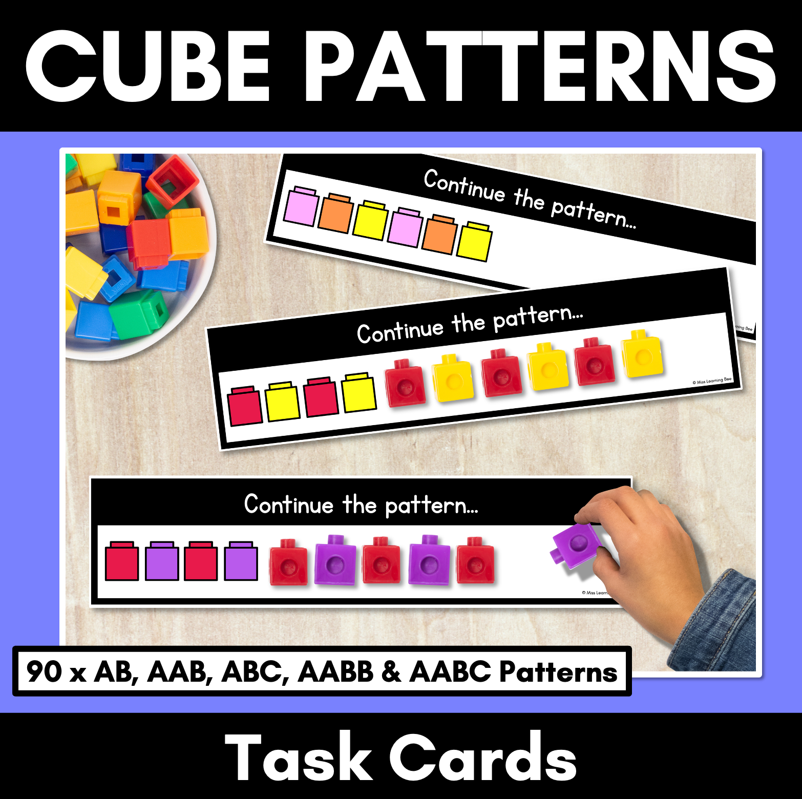 Patterns In Kindergarten Task Cards - Snap Cubes Or Unifix Cubes regarding Printable Unifix Cube Pattern Cards Free
