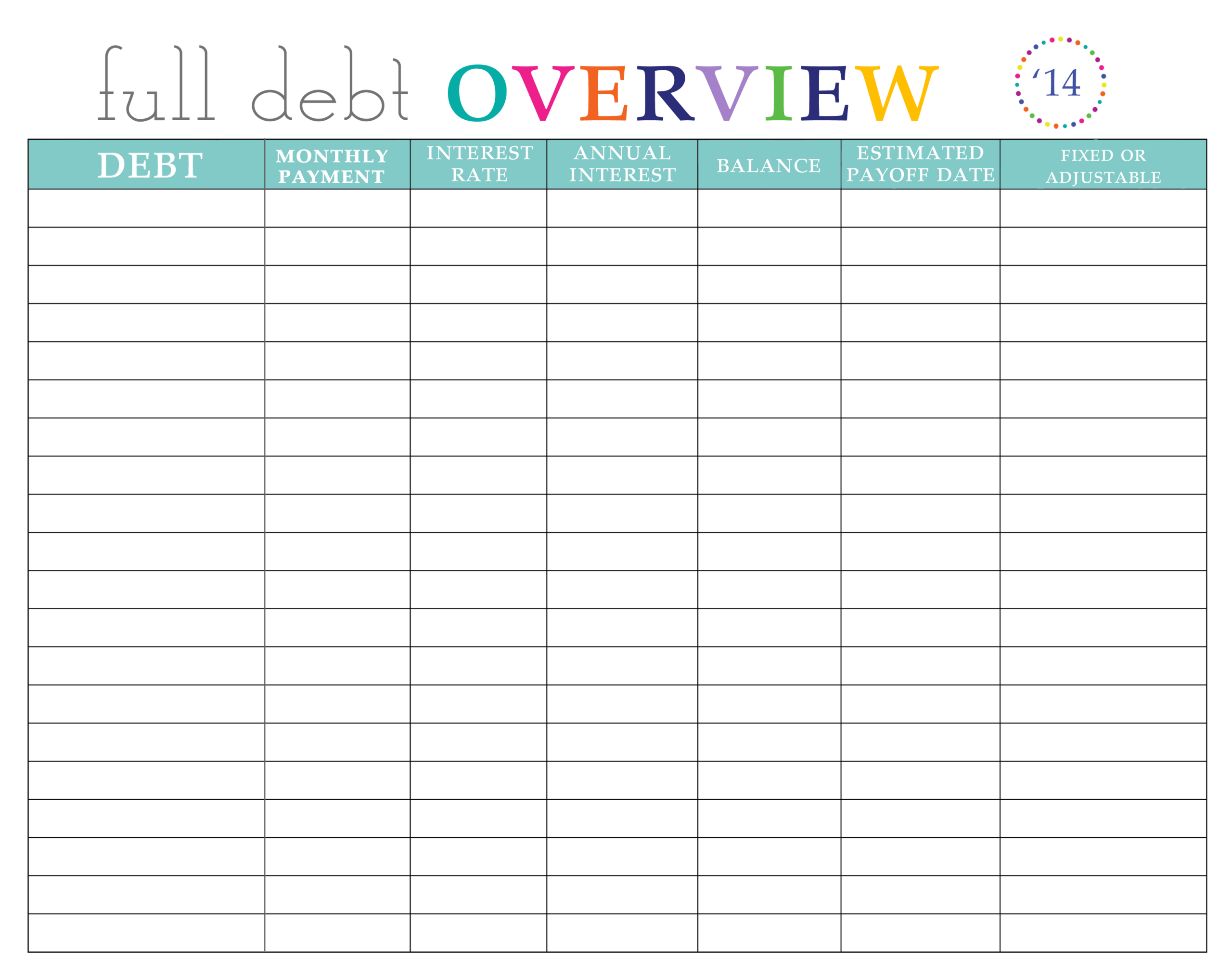 Paying Off Debt Worksheets regarding Debt Payoff Printable Free