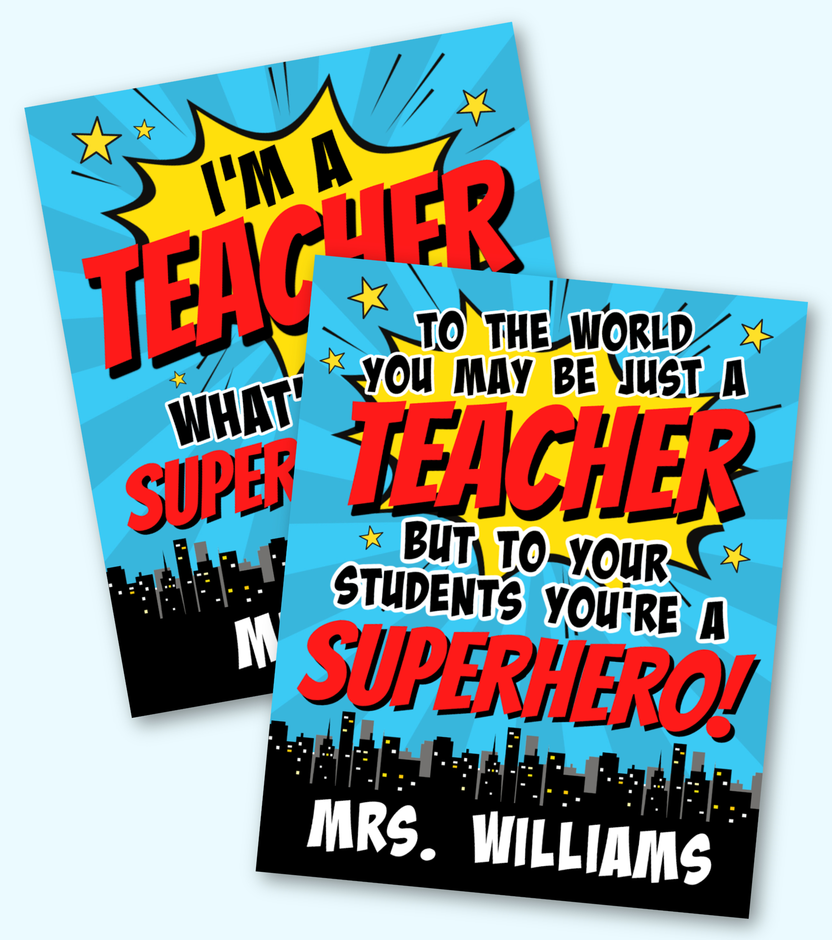 Personalized Superhero Teacher Printables - Kara Creates for Superhero Teacher Appreciation Free Printables