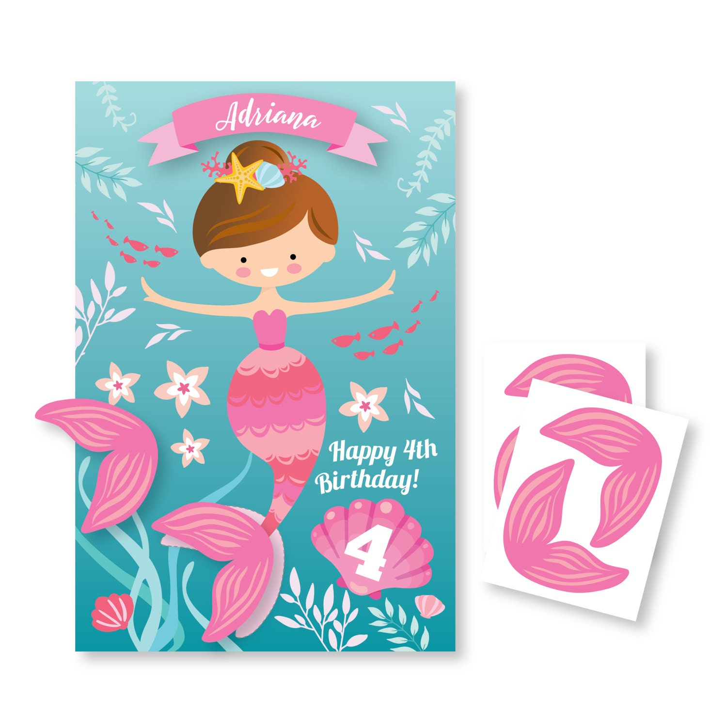 Pin The Tail On The Mermaid Party Game, Diy Party Game For Girls throughout Pin The Tail On The Mermaid Free Printable