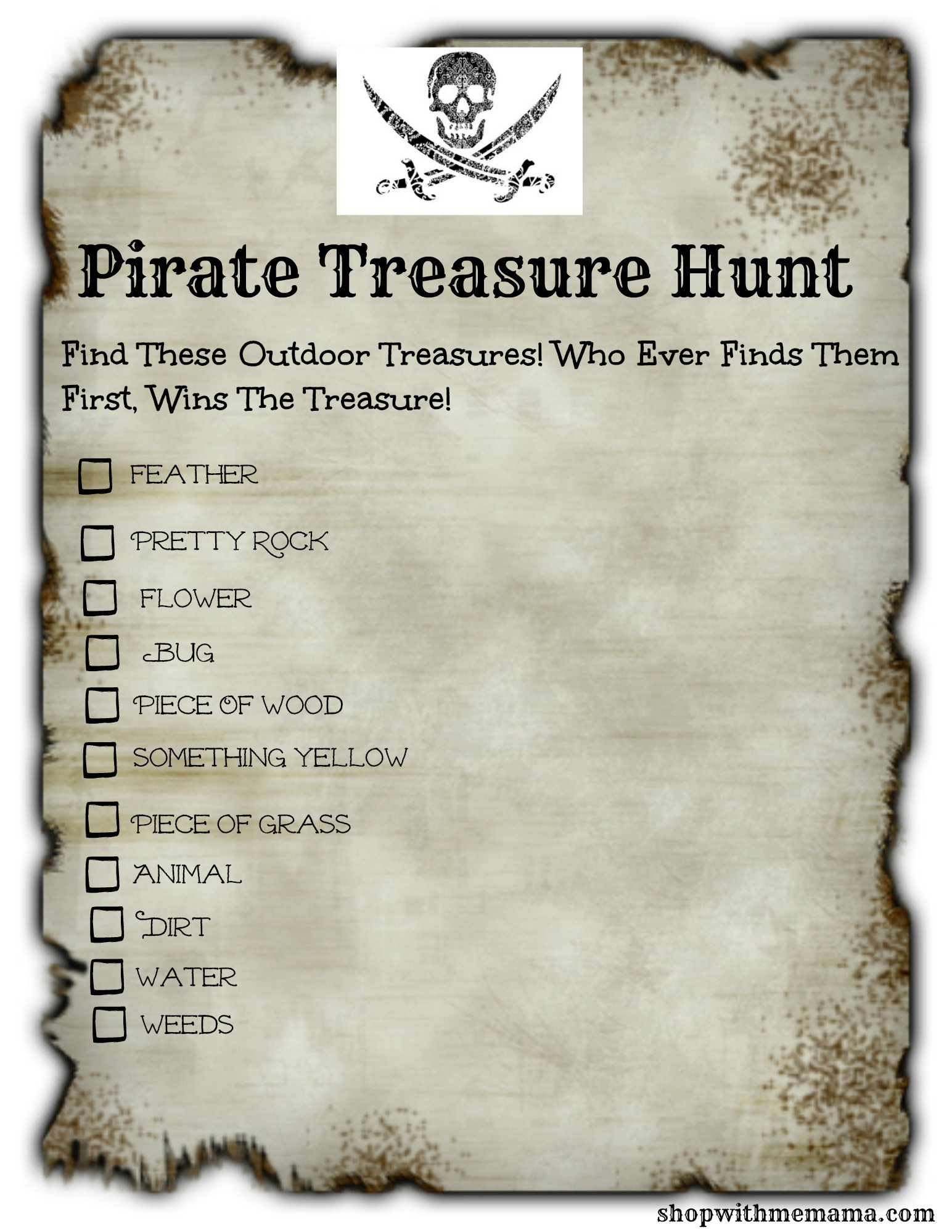 Pirate Treasure Hunt For Kids! (Free Printables!) Story - Shop inside Pirate Scavenger Hunt Free Printable
