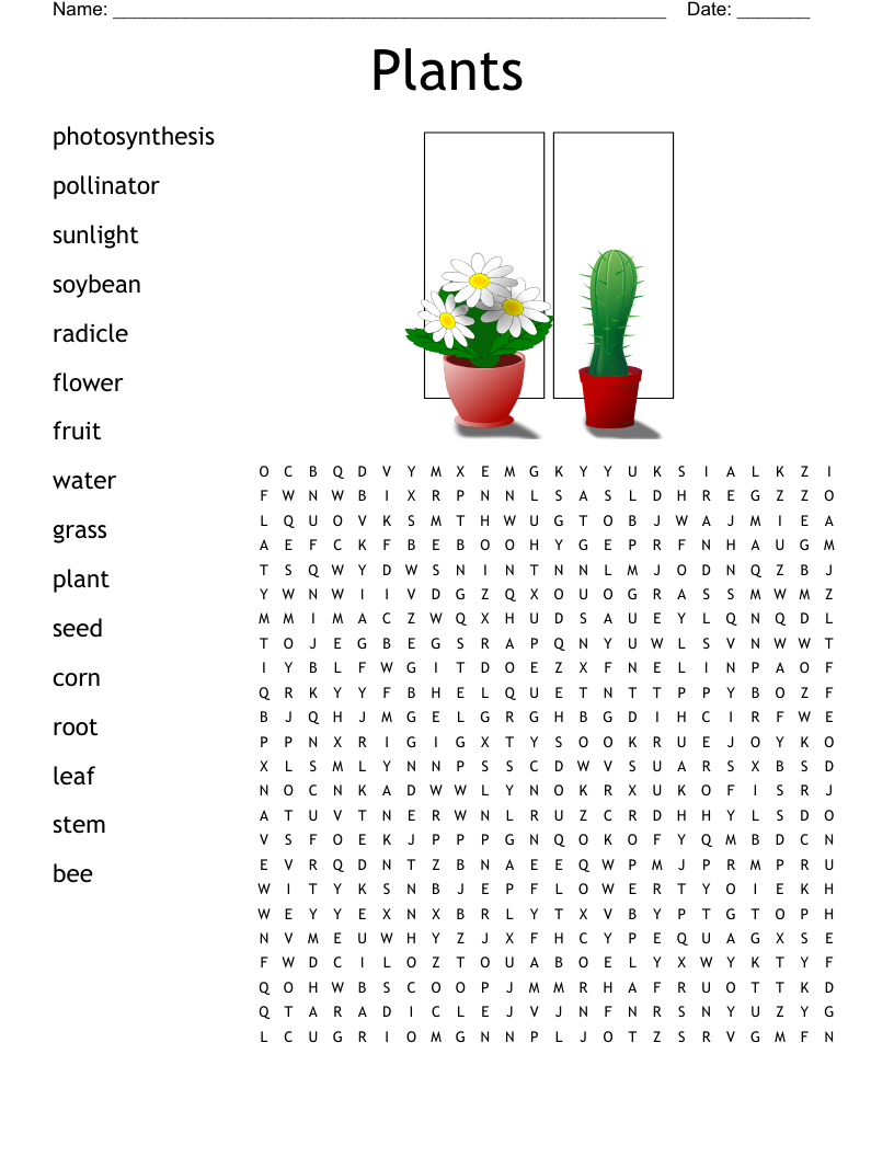 Plants Word Search - Wordmint with regard to Plant Word Search Printable