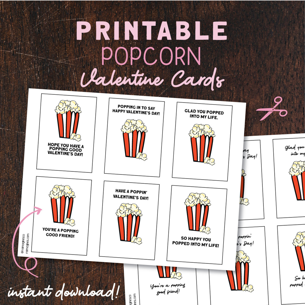 Popcorn Valentine Stickers inside Poppin Valentine&amp;#039;S Day Printable