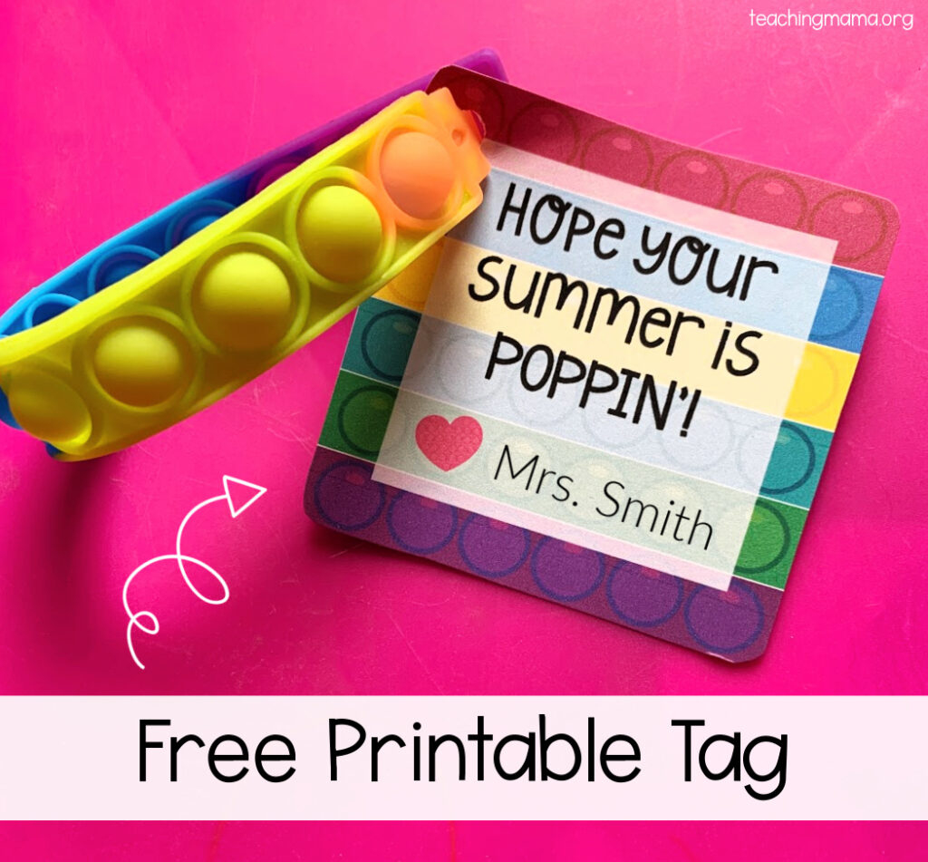 Poppin&amp;#039; Summer Gift Tag - Teaching Mama in Pop It Fidget Gift Tag Free Printable