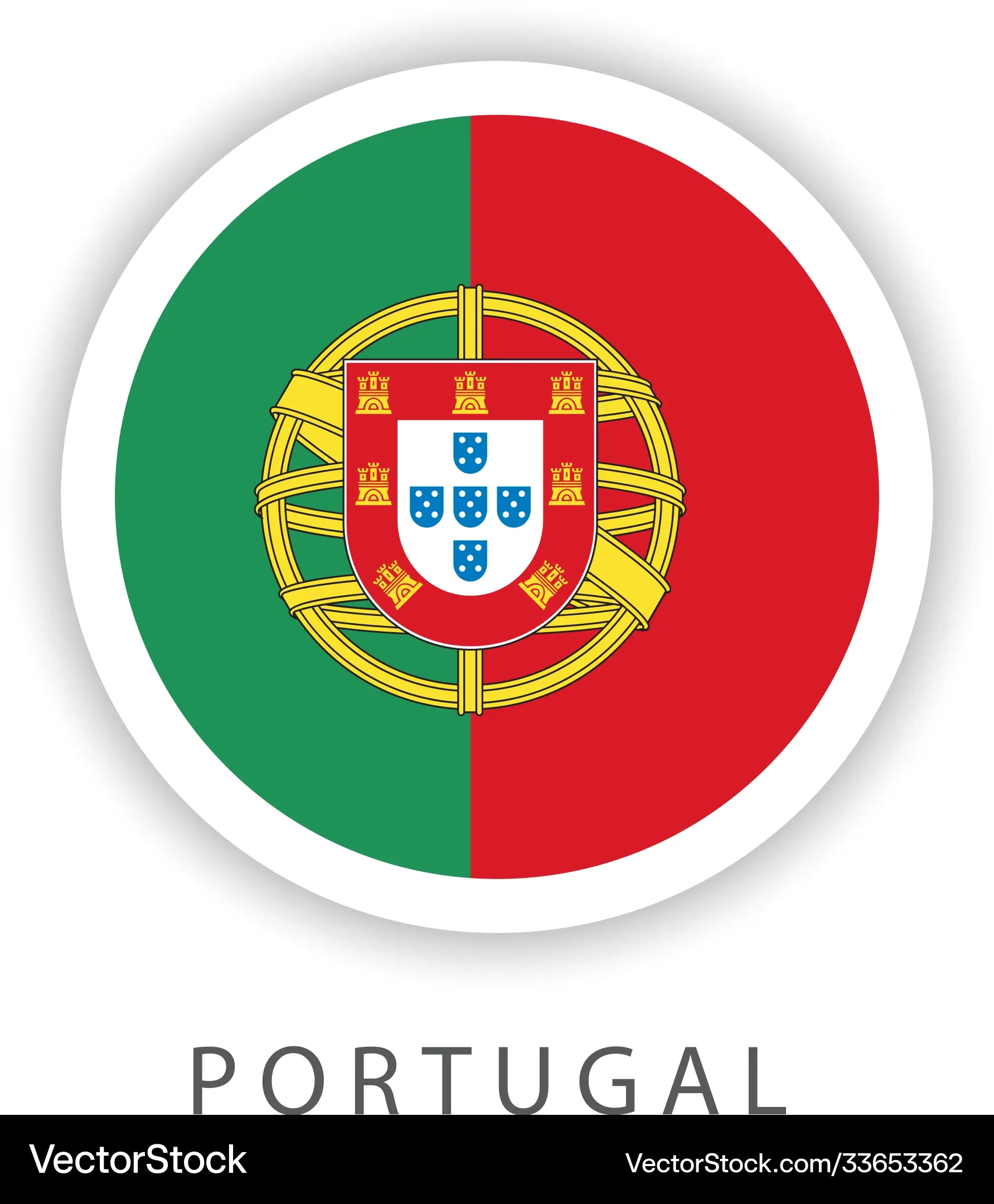 Portugal Circle Flag Template Design Royalty Free Vector within Printable Flag Of Portugal