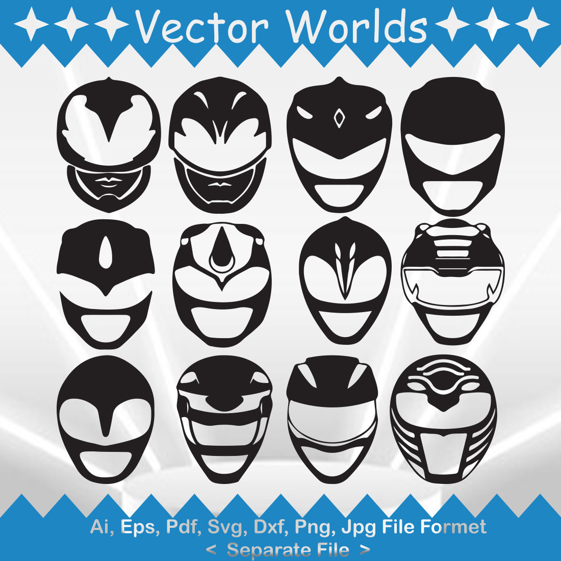 Power Ranger Mask Svg Vector Design with Free Printable Power Ranger Mask Template