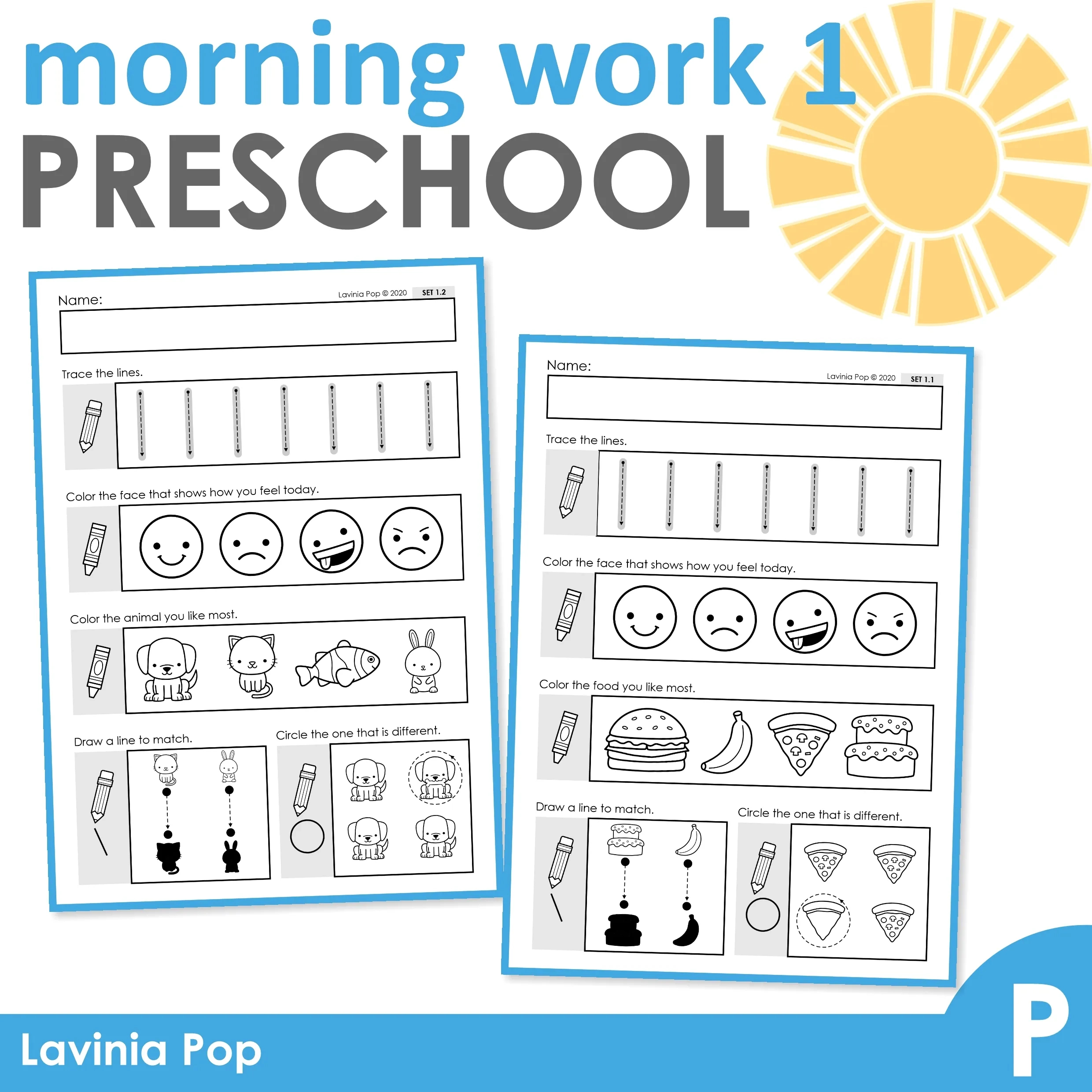 Preschool Morning Work Set 1 regarding Free Printable Morning Work For Preschoolers