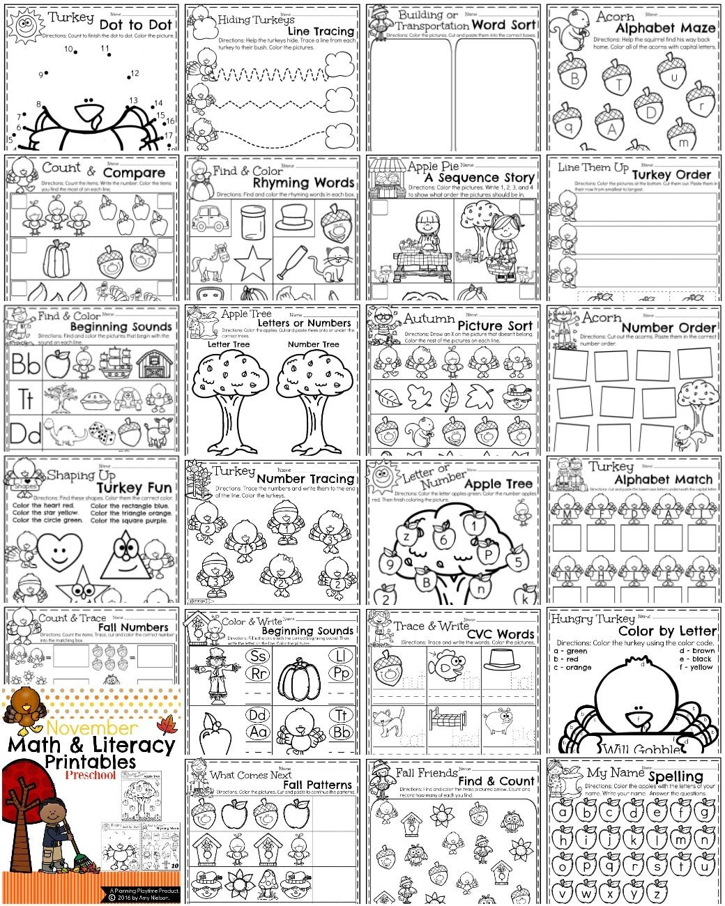 Preschool Worksheets - The Year Bundle - Planning Playtime within Planning Playtime Free Printables
