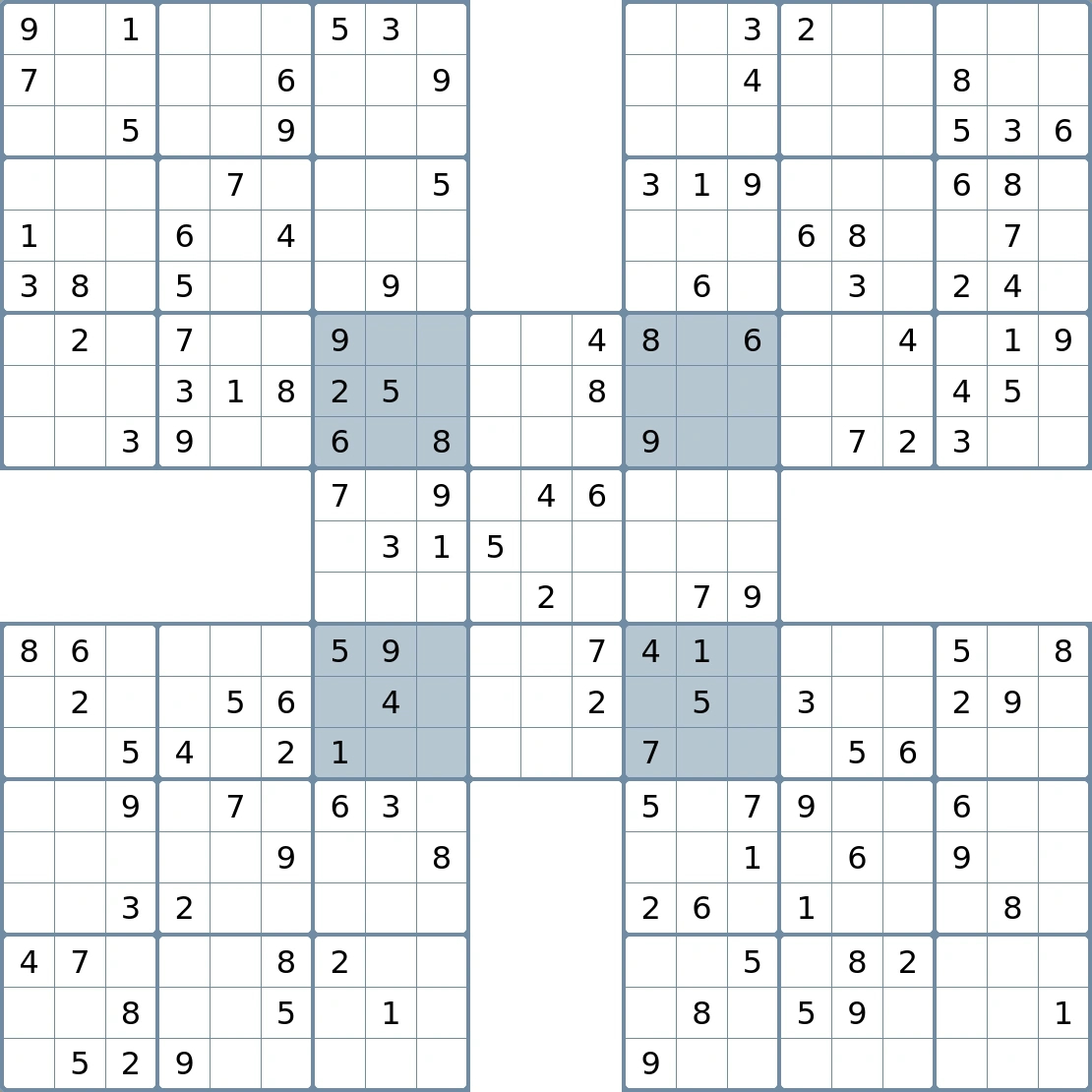 Print Samurai Sudoku — Escape Sudoku within Free Printable Samurai Sudoku