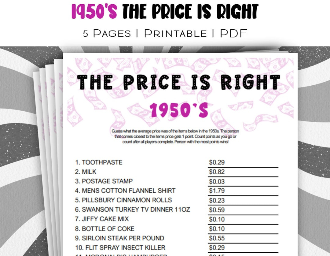 Printable 1950&amp;#039;S The Price Is Right Game: Bring The Classic Game inside Price Is Right Printable Game For Seniors