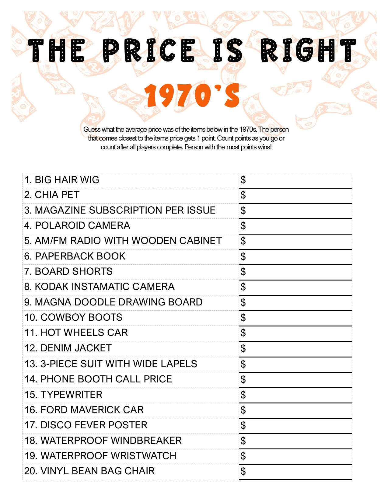 Printable 1970&amp;#039;S The Price Is Right Game: Bring The Classic Game intended for Price Is Right Printable Game For Seniors