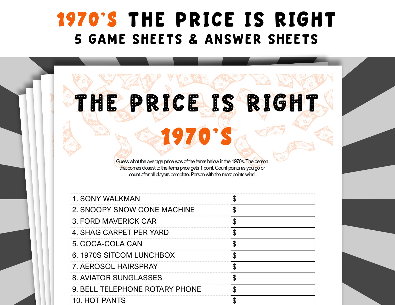 Printable 1970&amp;#039;S The Price Is Right Game: Bring The Classic Game within Price Is Right Printable Game For Seniors