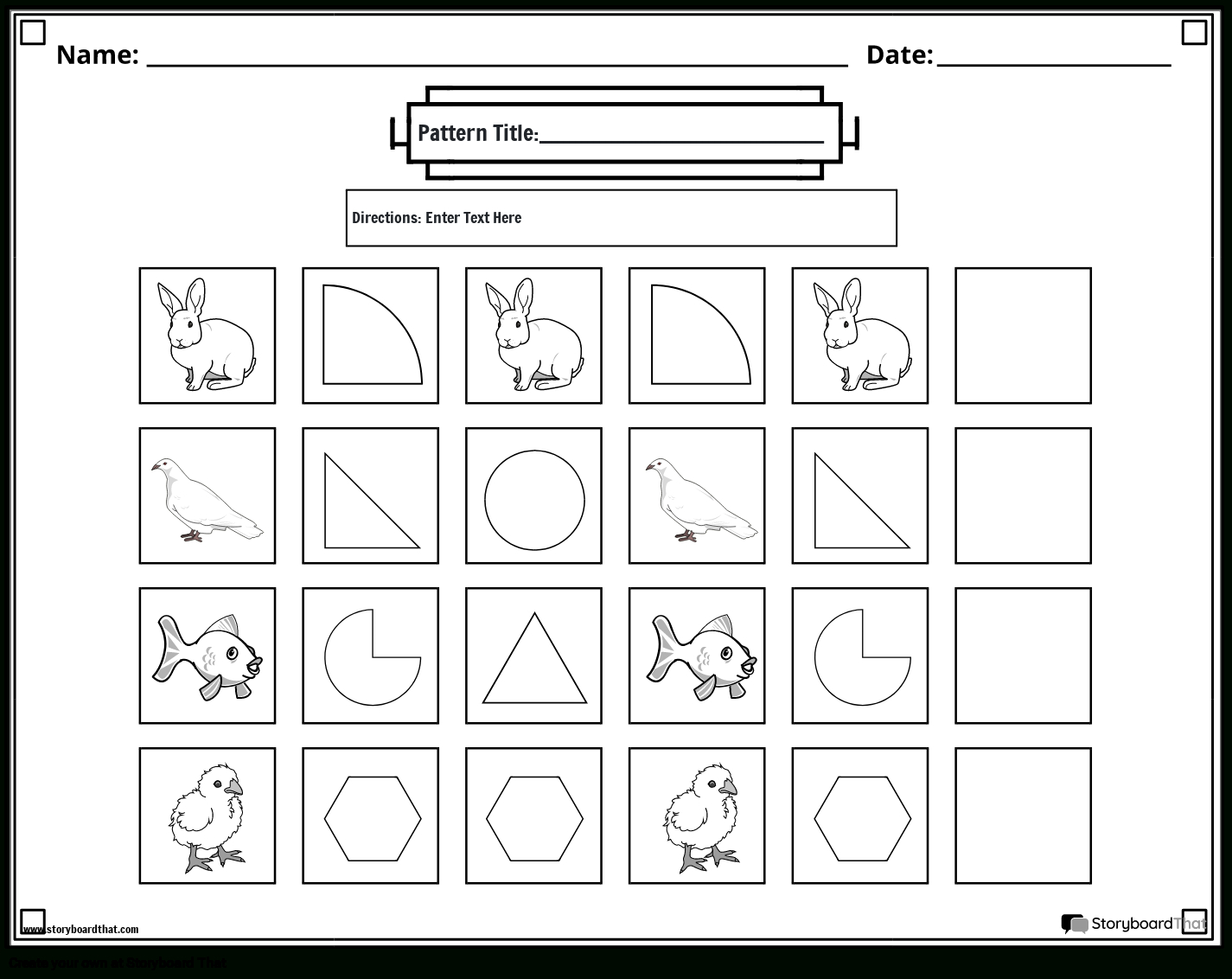 Printable Animals And Shapes Pattern Worksheet in Printable Animal Patterns Worksheet