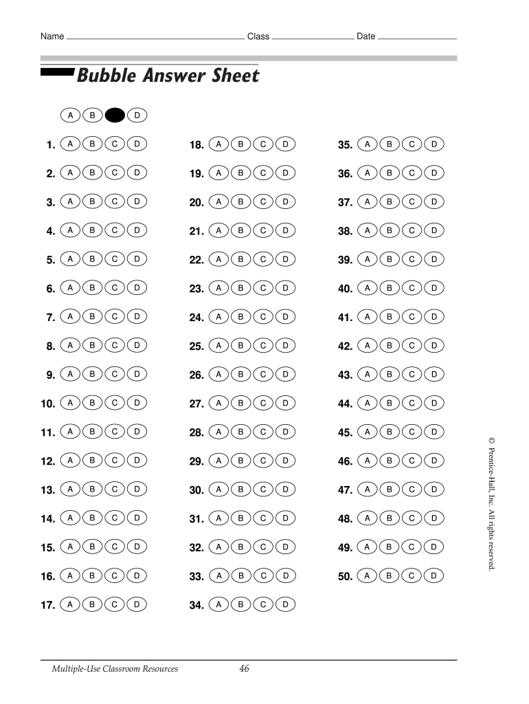 Printable Answer Sheet Pdf - Fill Online, Printable, Fillable for Free Printable Scantron Sheet