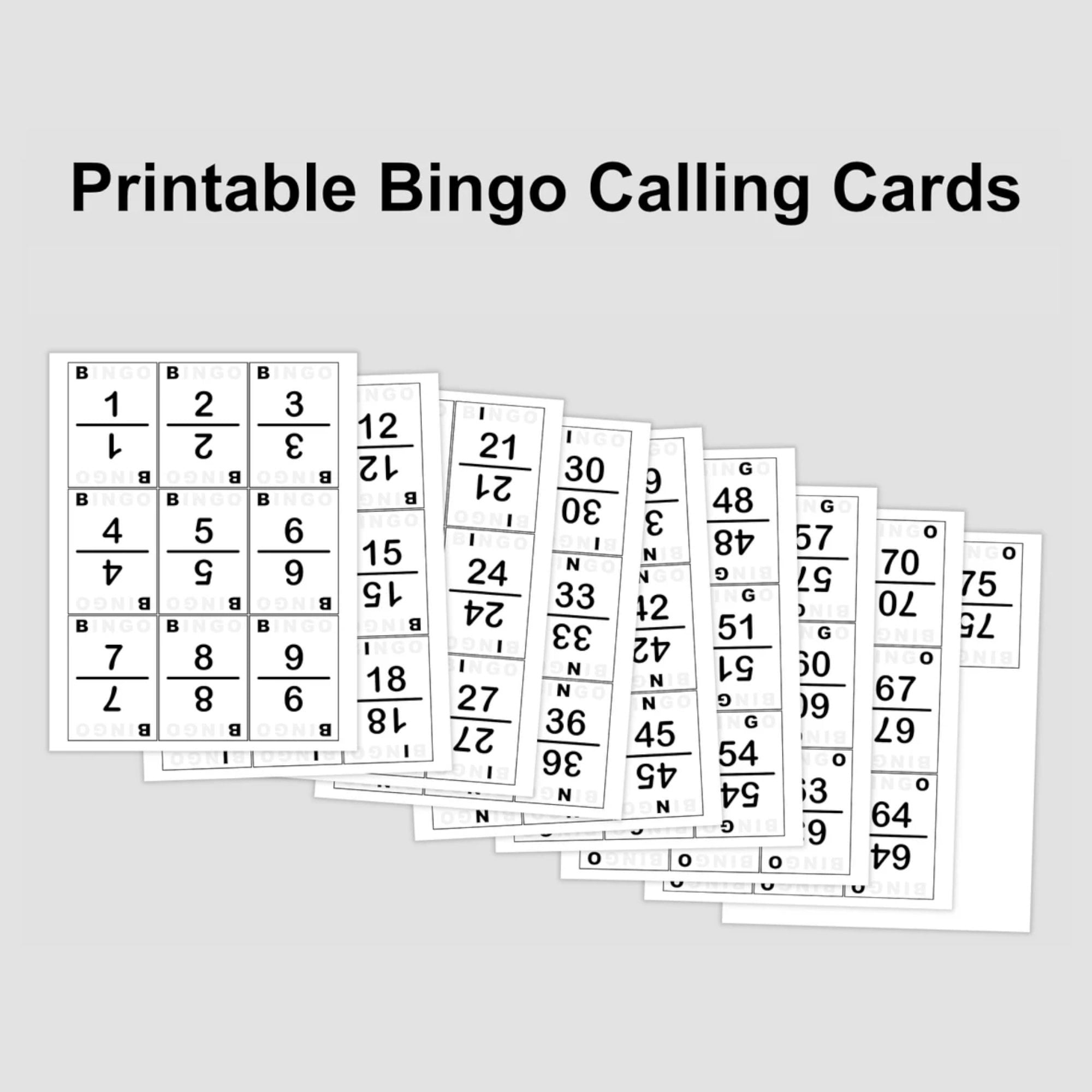 Printable Bingo Calling Cards Pdf Download, 75 Cards, 9 Per Page with regard to Bingo Caller Card Printable