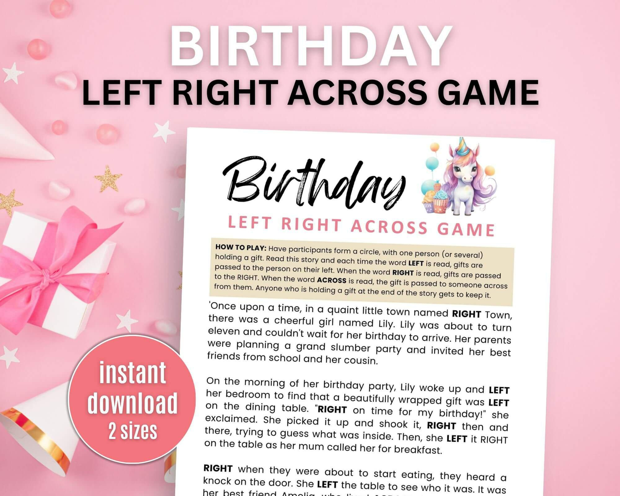 Printable Birthday Left Right Across Game » Poweredthrivecart in Popular Free Printable Left Right Birthday Game