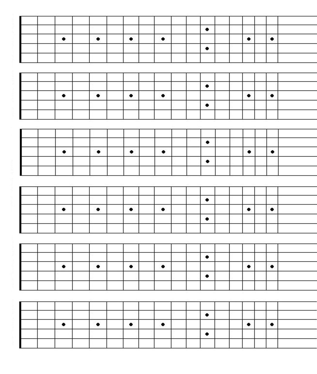 Printable Blank Guitar Fretboard, Guitar Neck Chart, Instant pertaining to Fret Calculator Printable Template