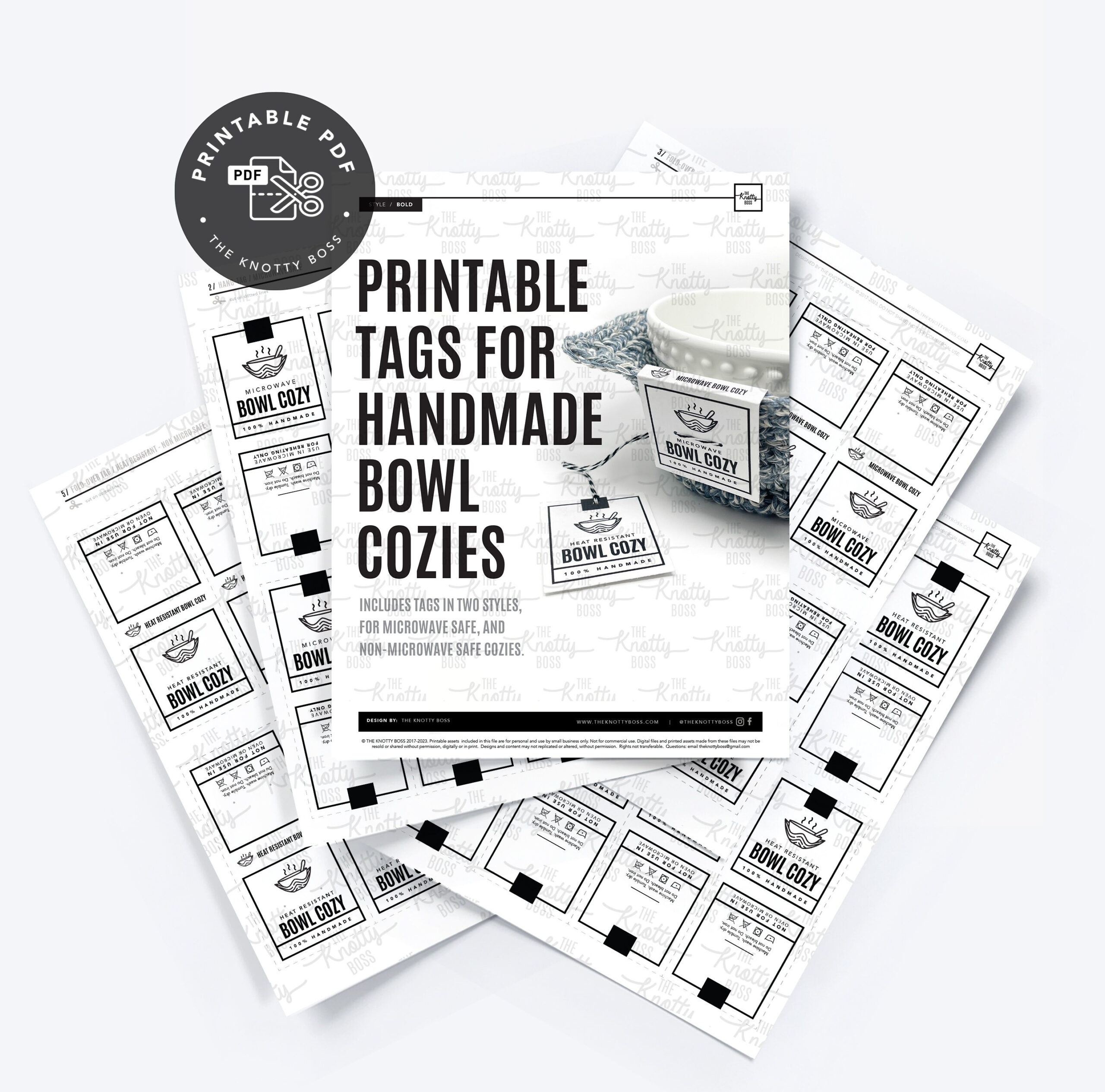 Printable Bowl Cozy Tags - Digital Pdf pertaining to Free Printable Bowl Cozy Tags
