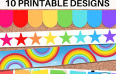 Printable Bulletin Board Borders, Rainbow Classroom Decor with Printable Bulletin Border Design