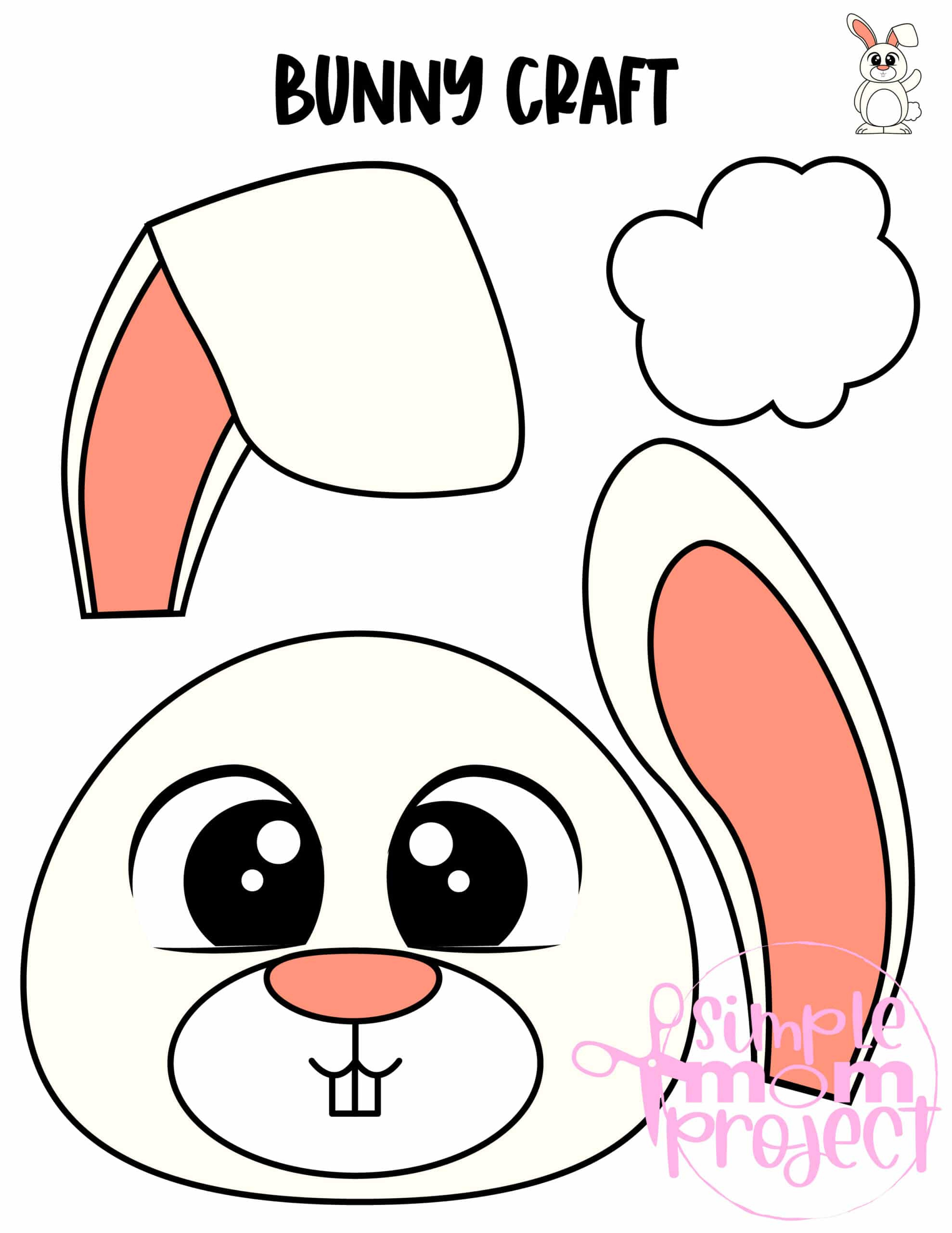 Printable Bunny Rabbit Paper Bag Puppet Template – Simple Mom Project intended for Printable Paper Bag Bunny Template