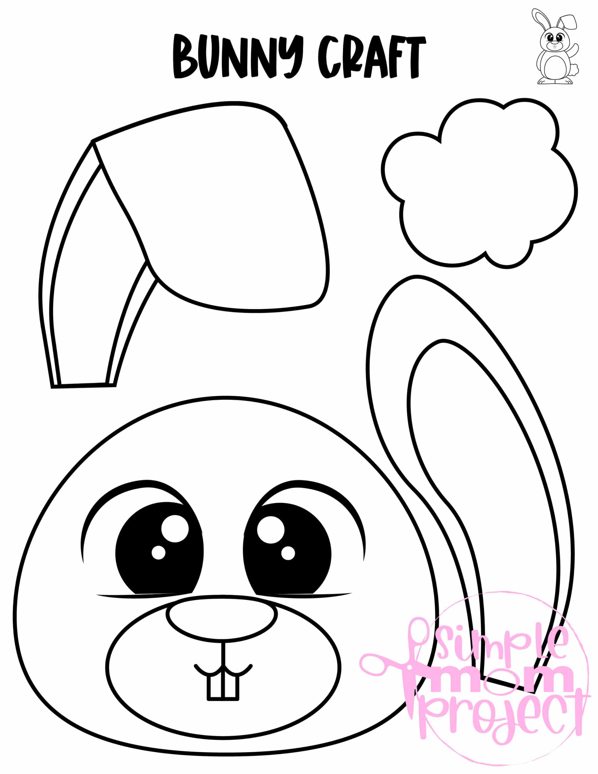 Printable Bunny Rabbit Paper Bag Puppet Template – Simple Mom Project pertaining to Free Printable Paper Bag Bunny Puppet Templates