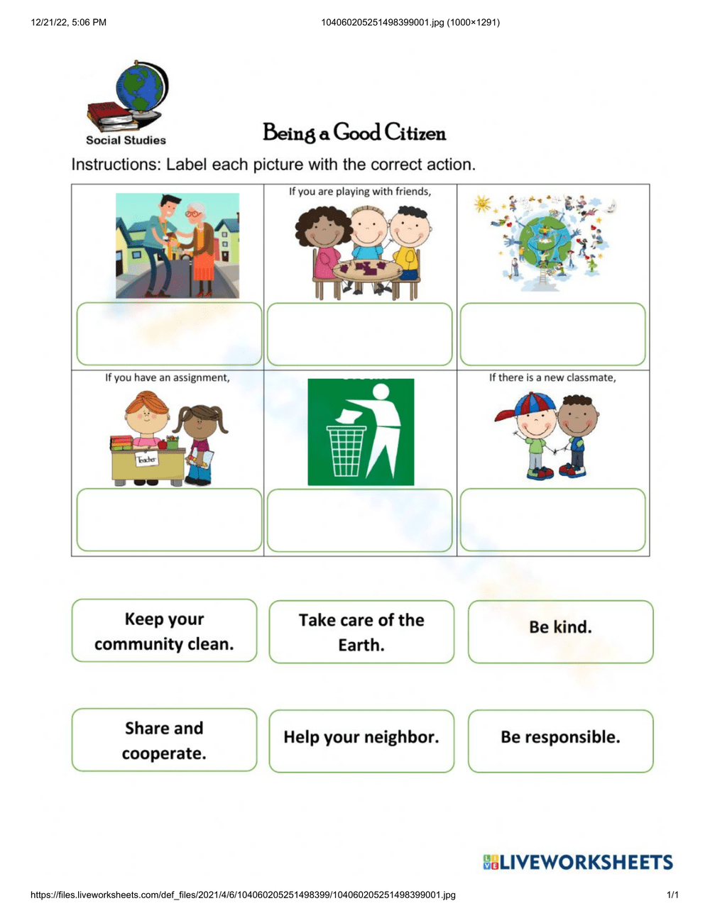 Printable Citizen In The Community Worksheets Download in Free Printable Worksheets On Being A Good Citizen