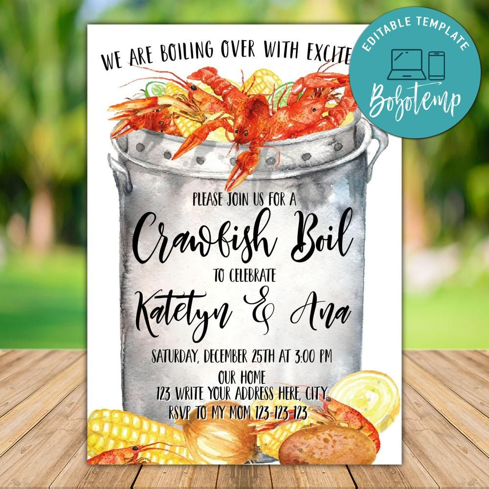Printable Crawfish Boil Couples Shower Invitation Templates Diy with Free Printable Crawfish Boil Invitations