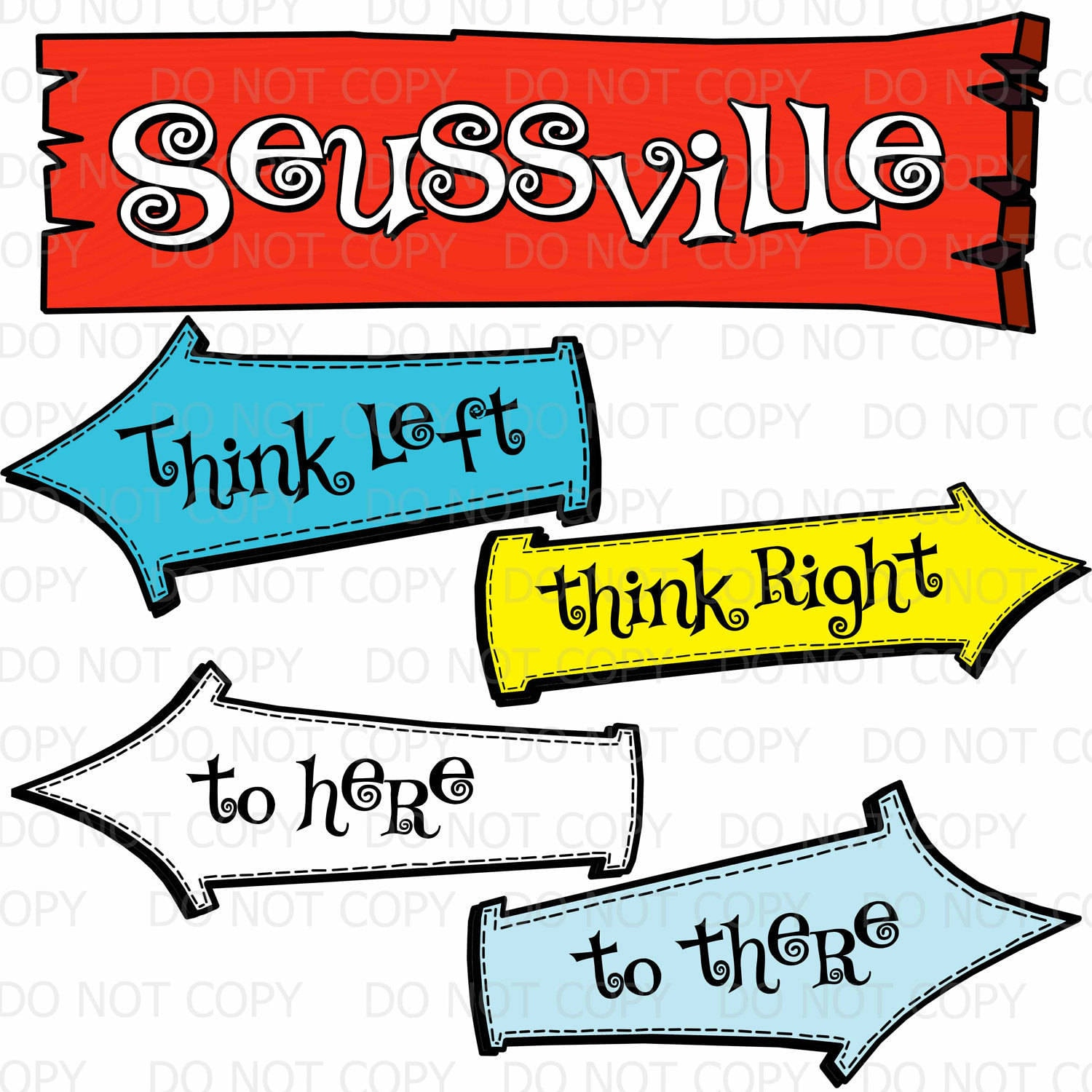 Printable Diy Direction Party Right Left Sign And Arrows - Etsy Uk for Printable Dr Seuss Arrow Template