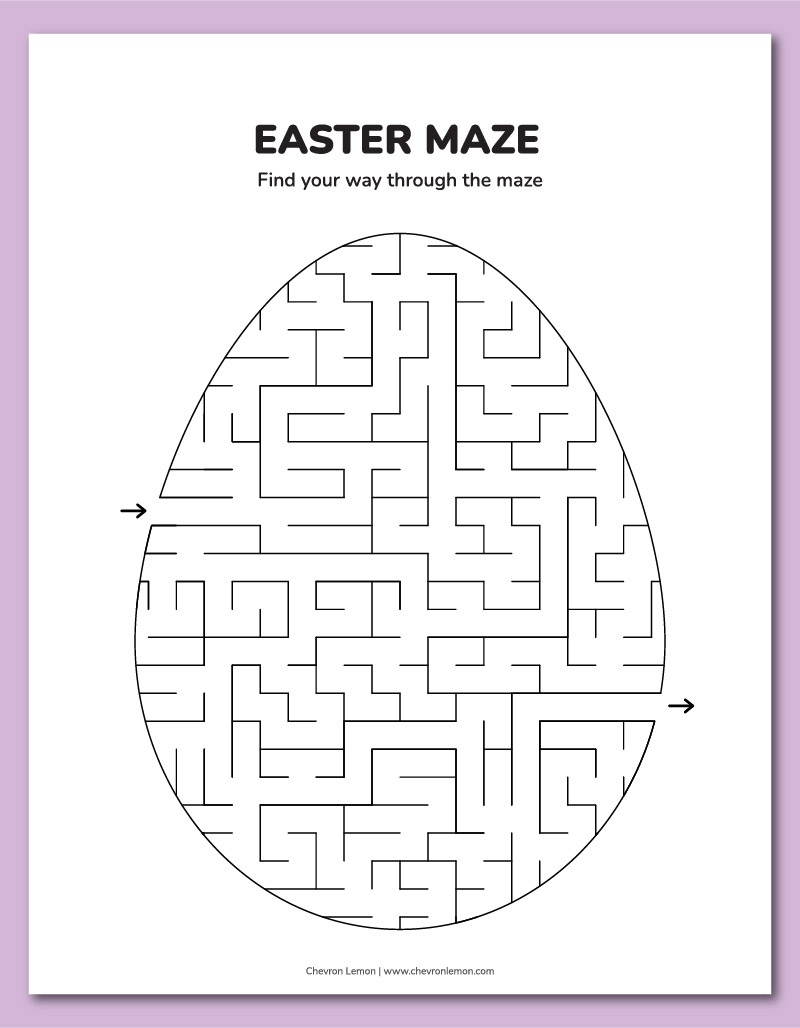 Printable Easter Mazes - Chevron Lemon in Easter Maze Printable Free