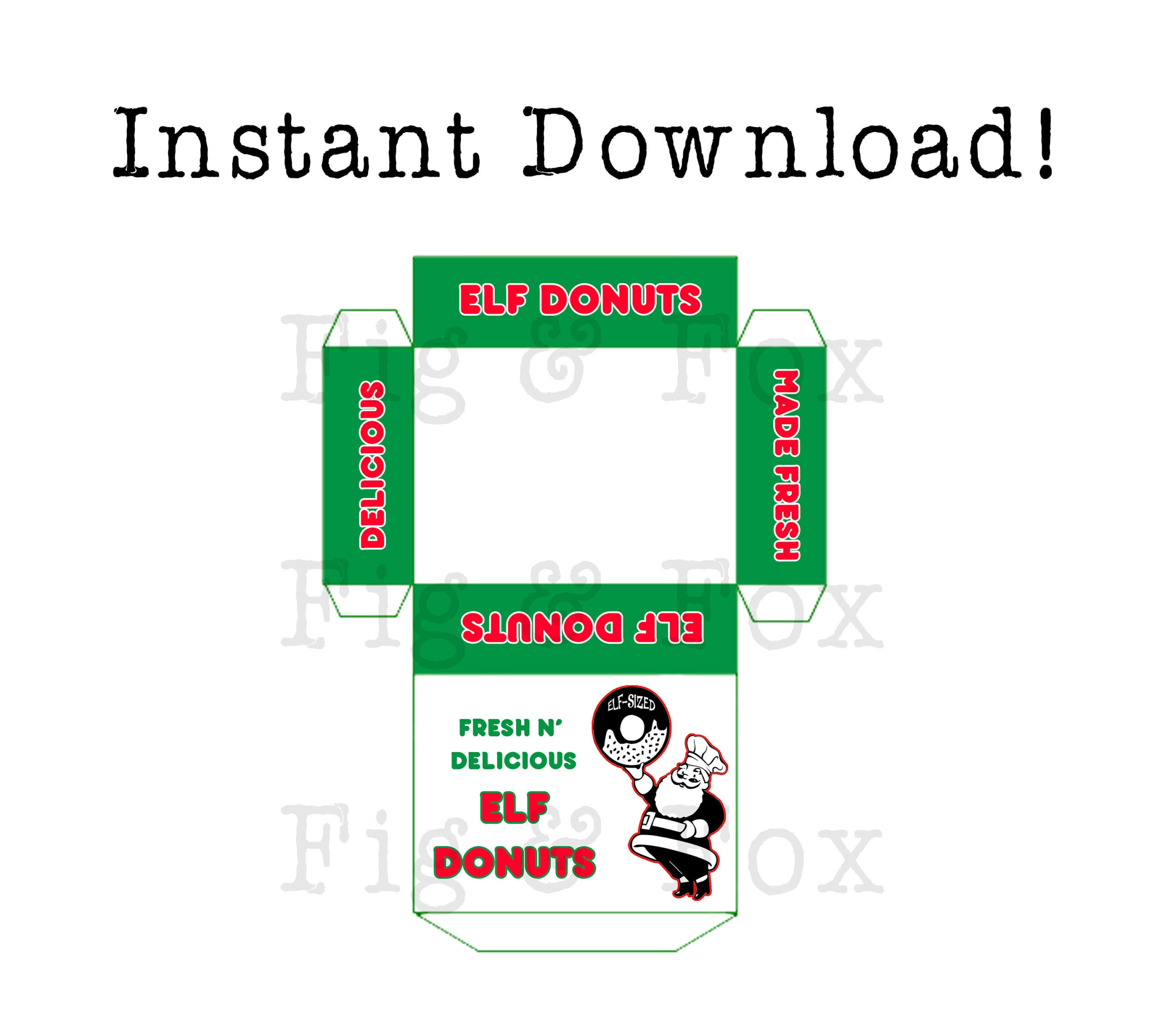 Printable Elf Props Donut Box - Etsy Uk with regard to Elf On The Shelf Donut Box Free Printable