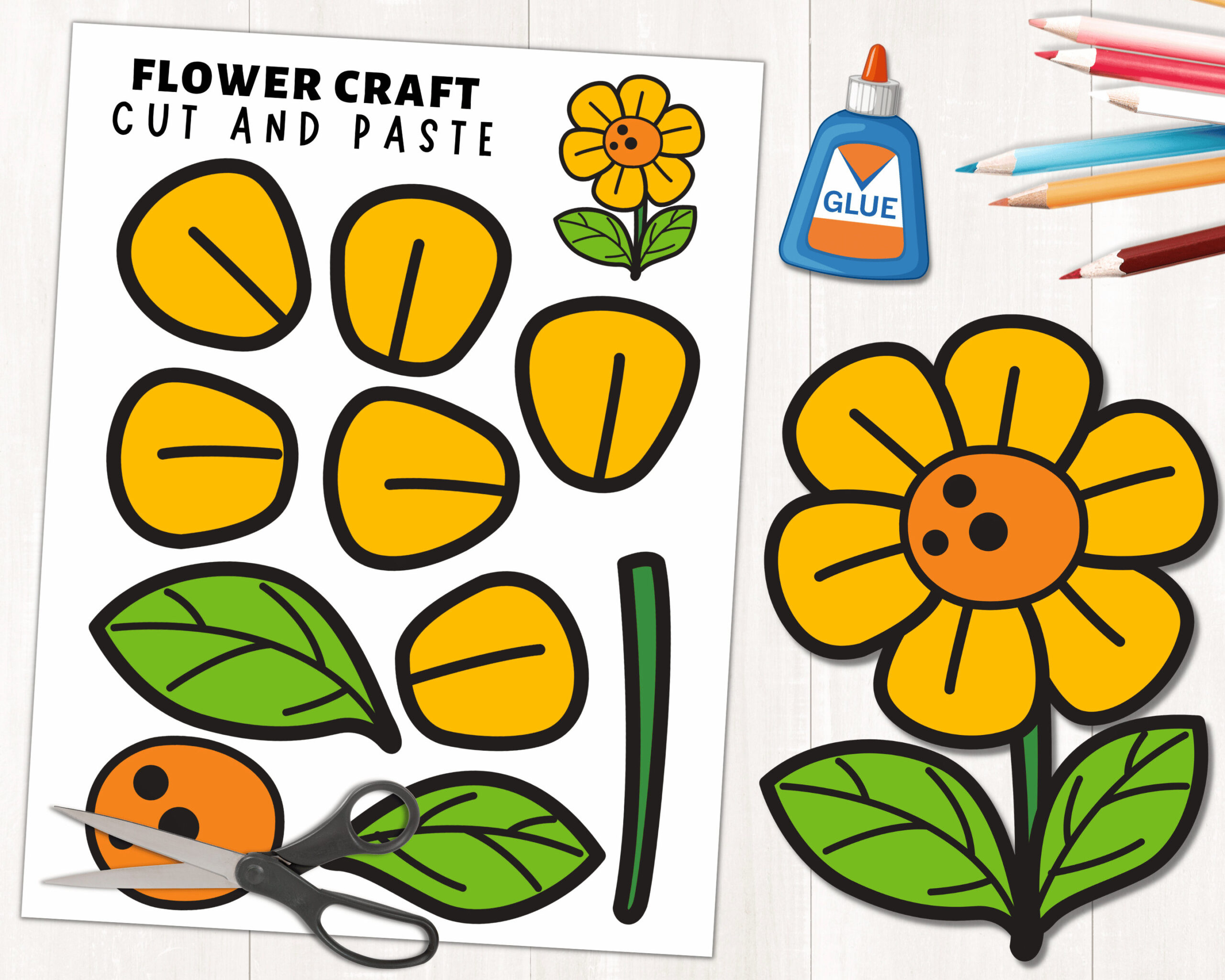 Printable Flower Printable Craft Template | Build A Flower for Spring Cut and Paste Printables