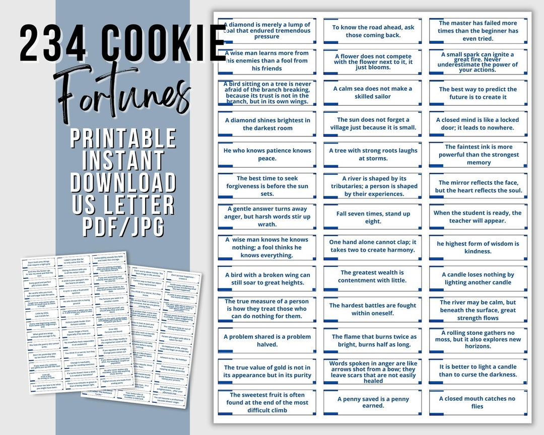 Printable Fortune Cookie Fortunes: Funny Inspirational Quotes (Pdf inside Fortune Cookie Messages Printable
