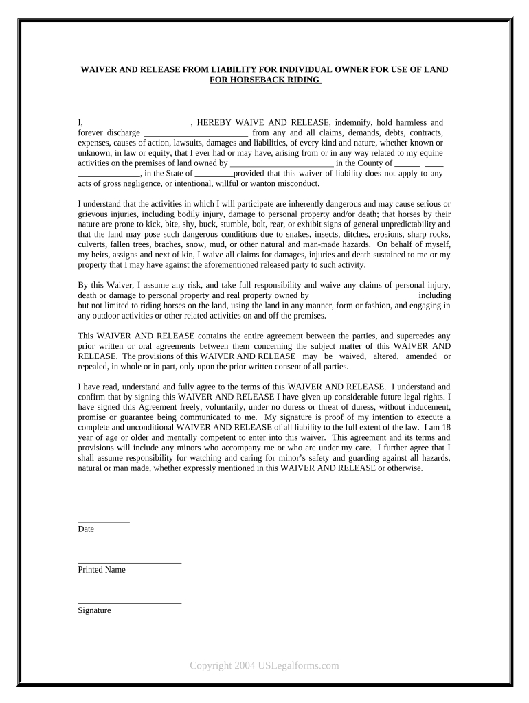 Printable Free Horseback Riding Release Form: Fill Out &amp;amp; Sign for Printable Free Horseback Riding Release Form