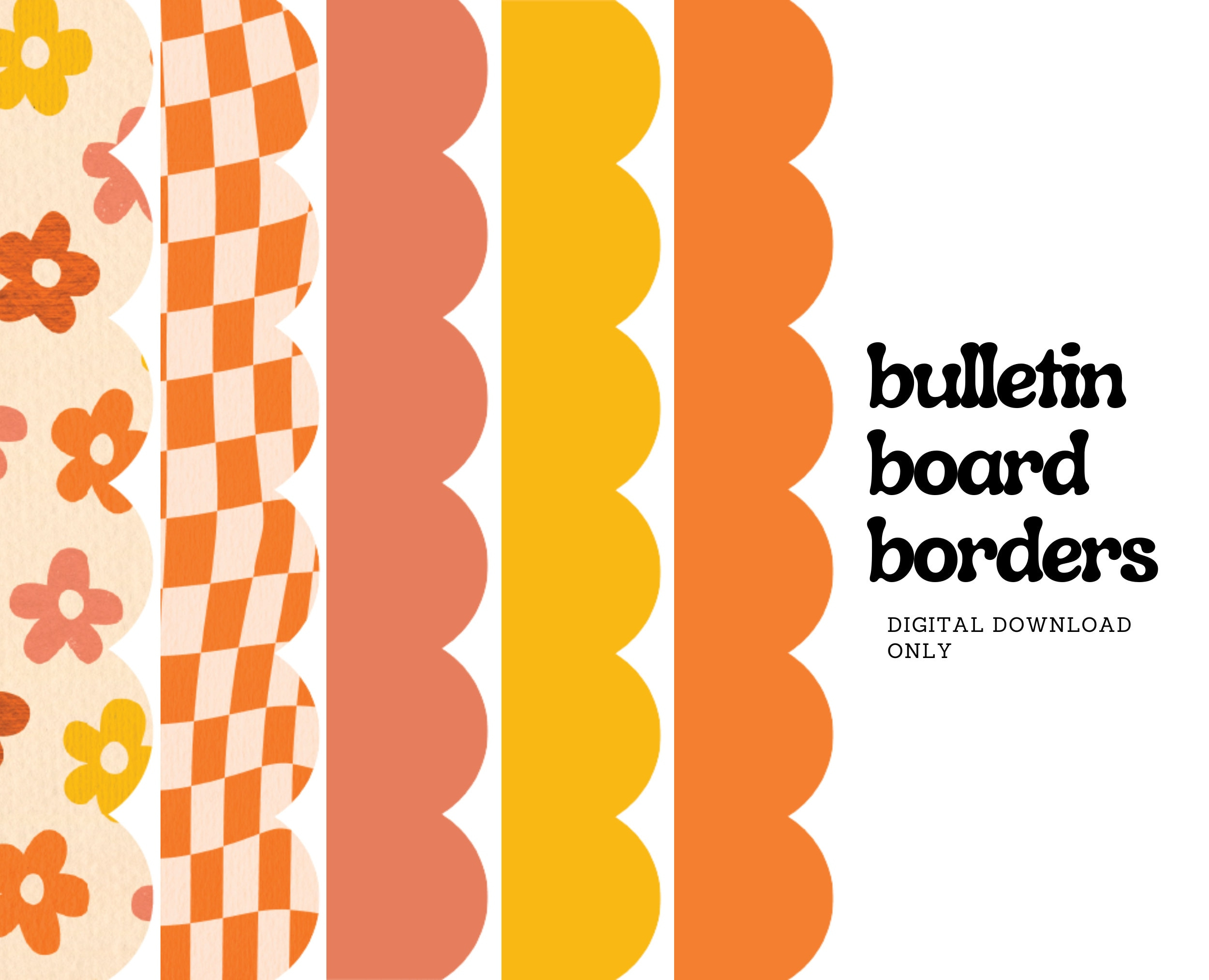 Printable Groovy Borders (Bulletin Board) - 5 Designs Included for Printable Bulletin Border Design