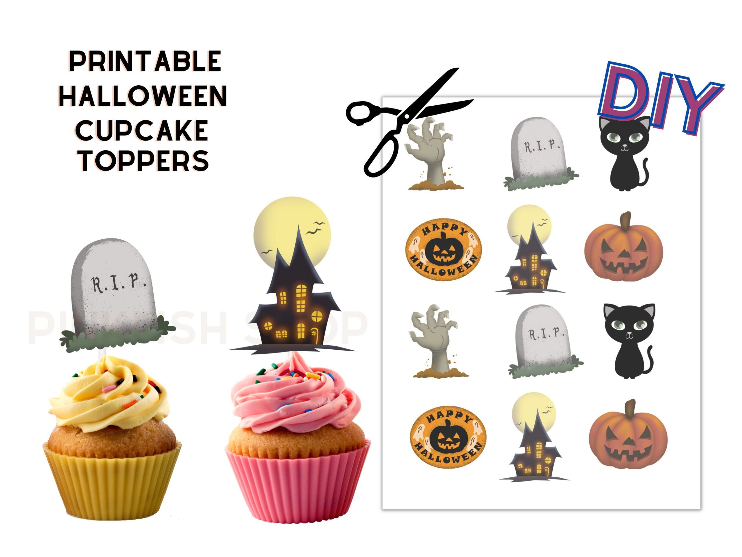Printable Halloween Cupcake Toppers - Diy, Print And Cut, Zombies pertaining to Halloween Cupcake Toppers Printable