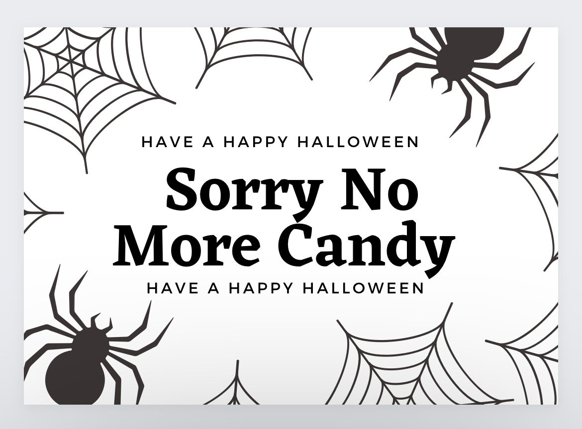 Printable Halloween Sign Set,No More Candy Sign,Out Of Candy Sign inside No Candy Sign Printable