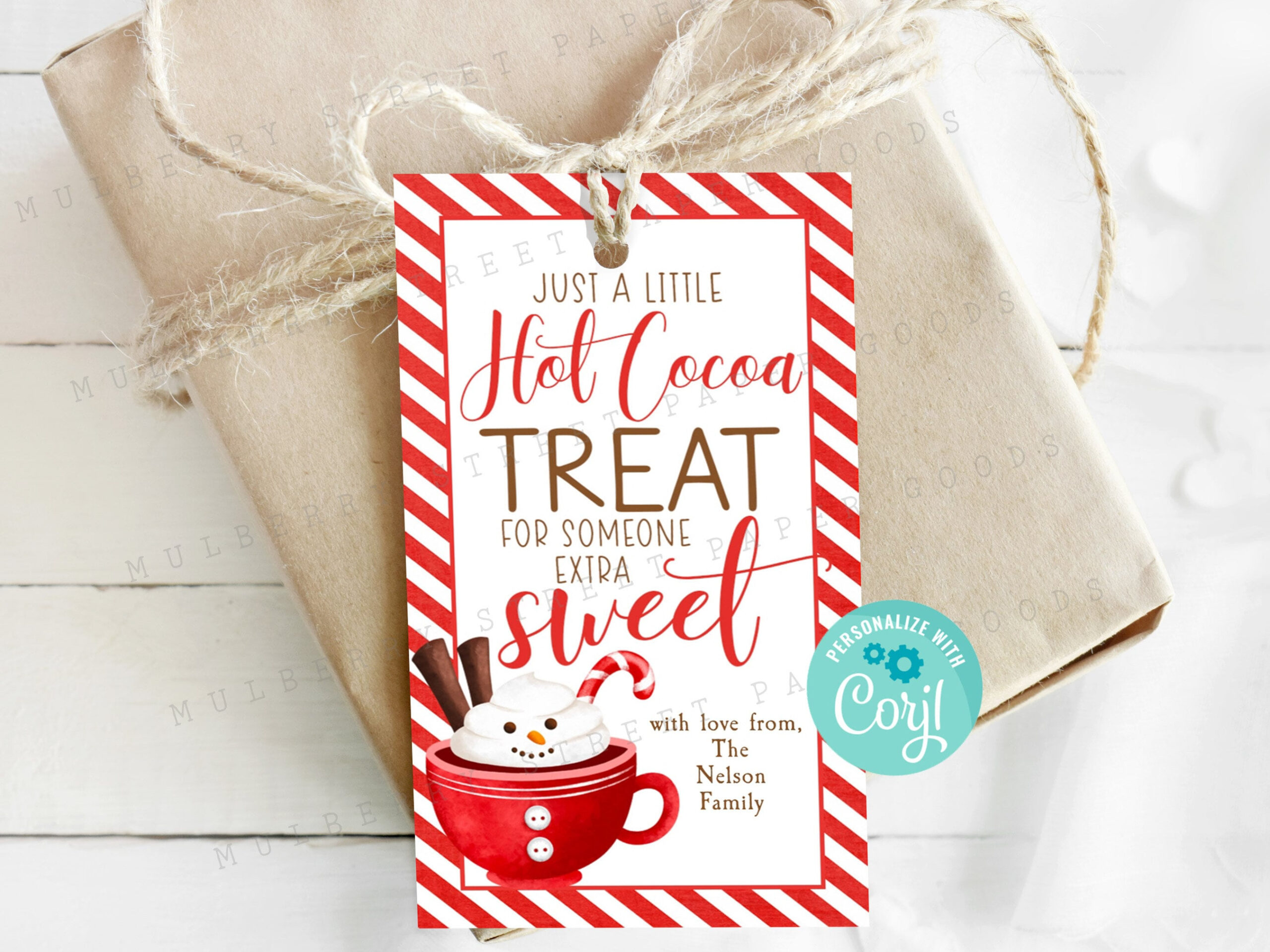 Printable Hot Cocoa Christmas Gift Tag, Hot Chocolate Treat For with Printable Hot Cocoa Tags