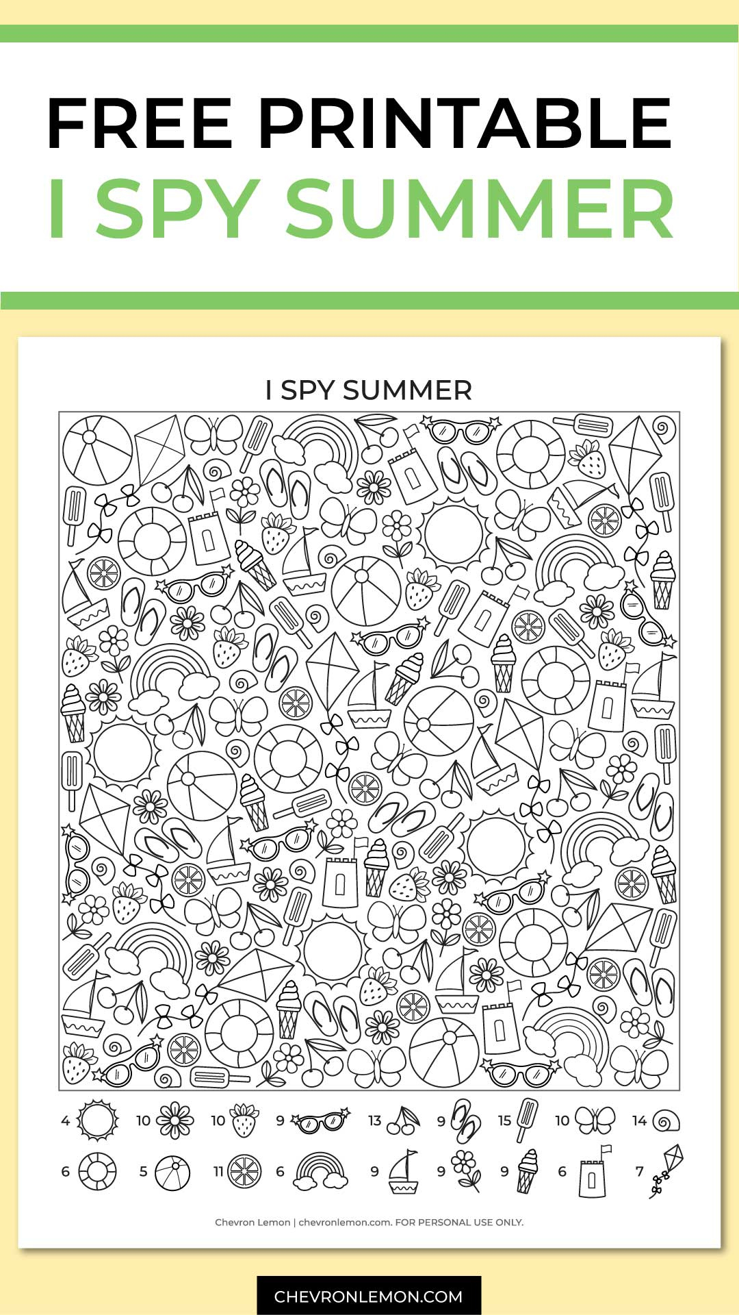 Printable I Spy Summer - Chevron Lemon within Summer I Spy Free Printable